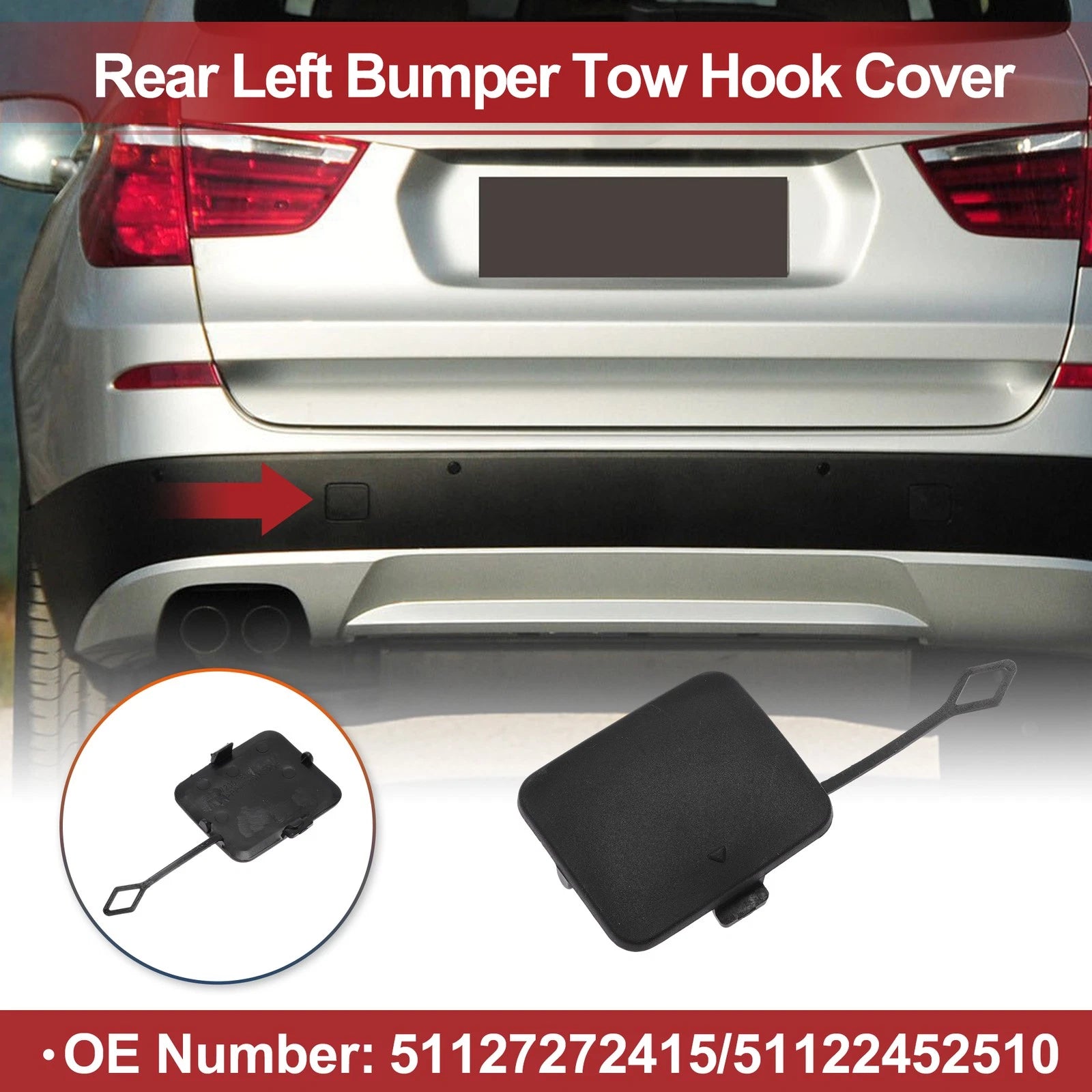 Tow Hook Cover Cap for BMW X3 xDrive28i (No. 51127272415)