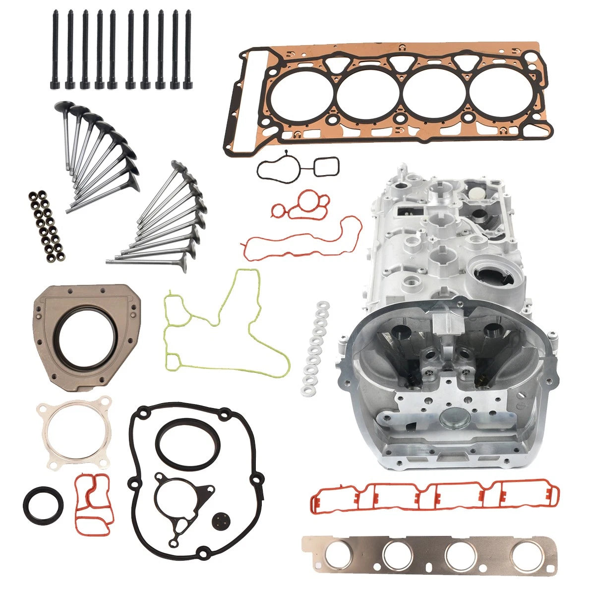 Cylinder Head & Gaskets & Valves Kit for Audi A3 TT VW Passat (2006–2013)
