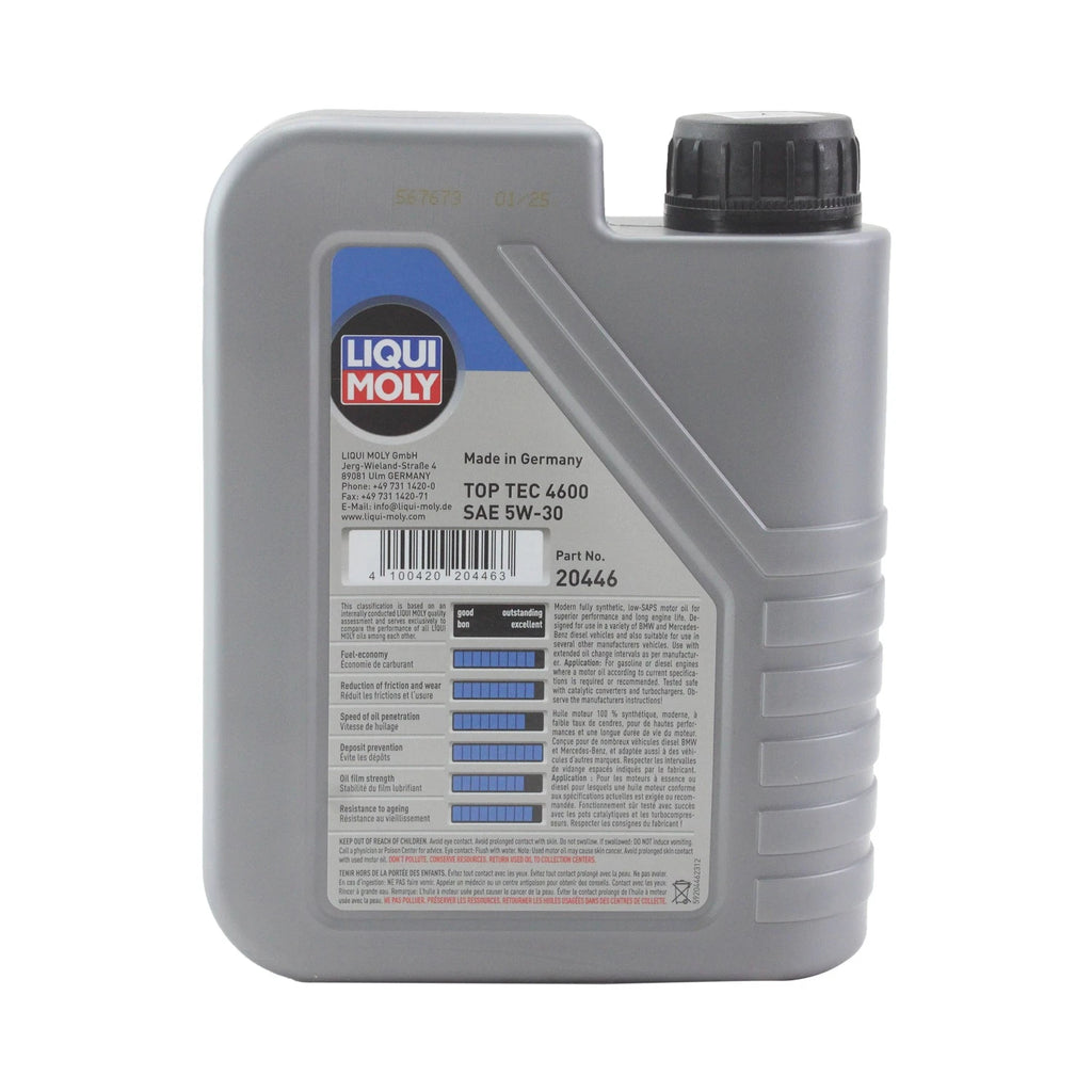 Set of 2 Liqui Moly Top Tec 4600 5W-30 Engine Motor Oil (1L each)