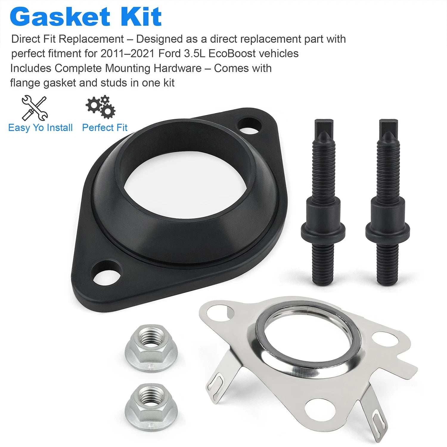 Catalytic Converter Adapter & Gasket Kit BL3Z9N496A for Ford EcoBoost V6 (2011–2019)