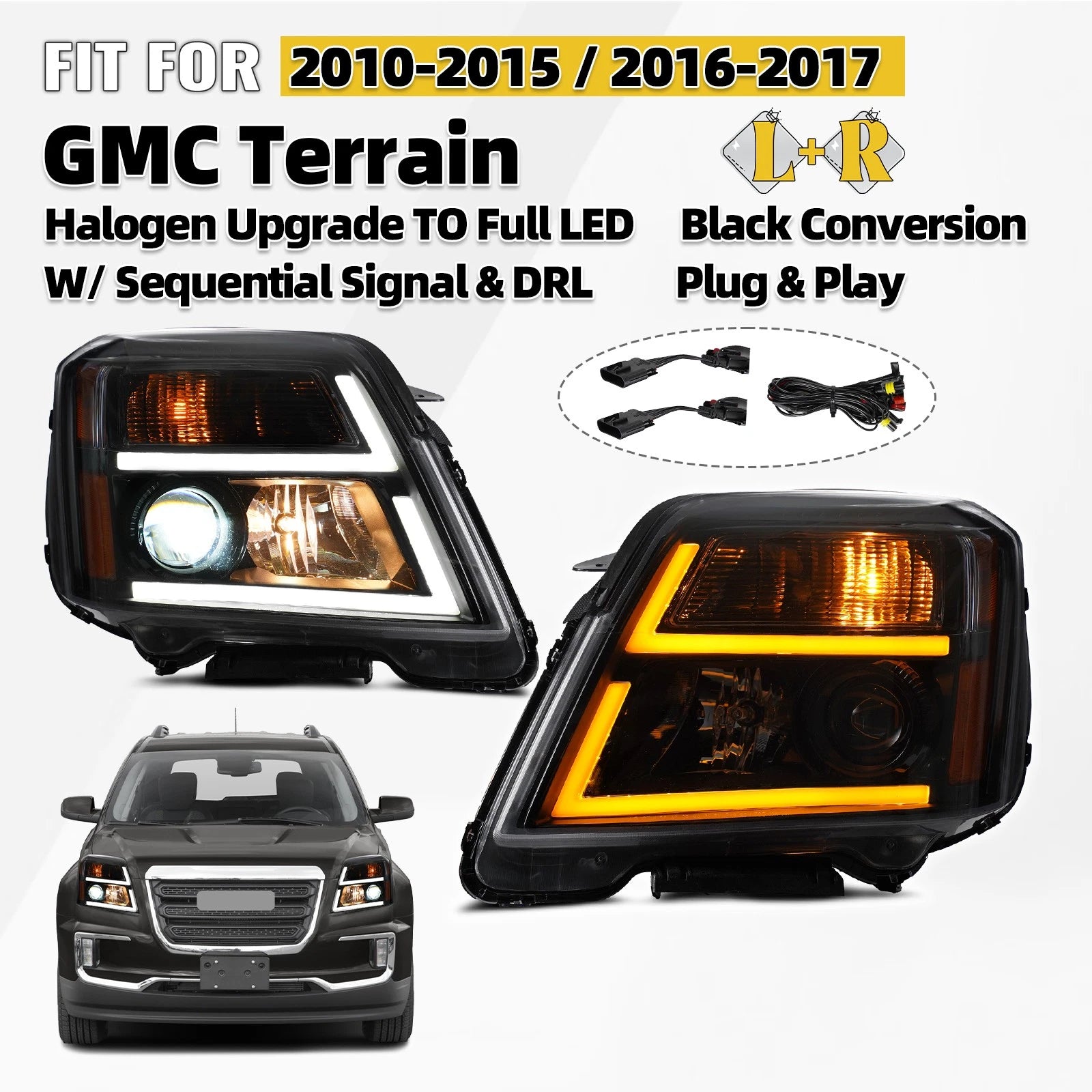 LED Sequential Signal Projector Headlights for GMC Terrain (2010–2015)