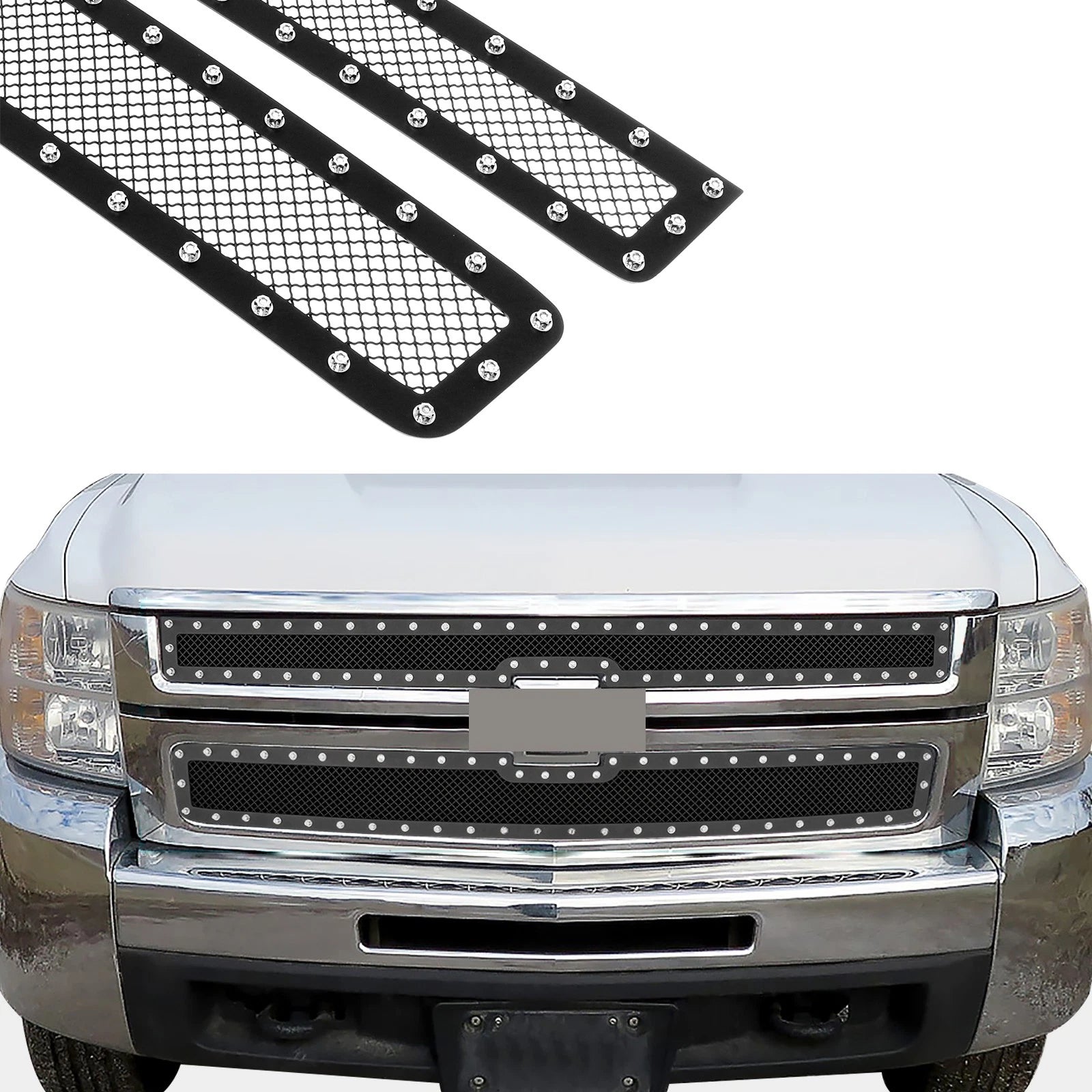 Upper Black Mesh Grille for Chevy Silverado 2500/3500 (2007-2010)