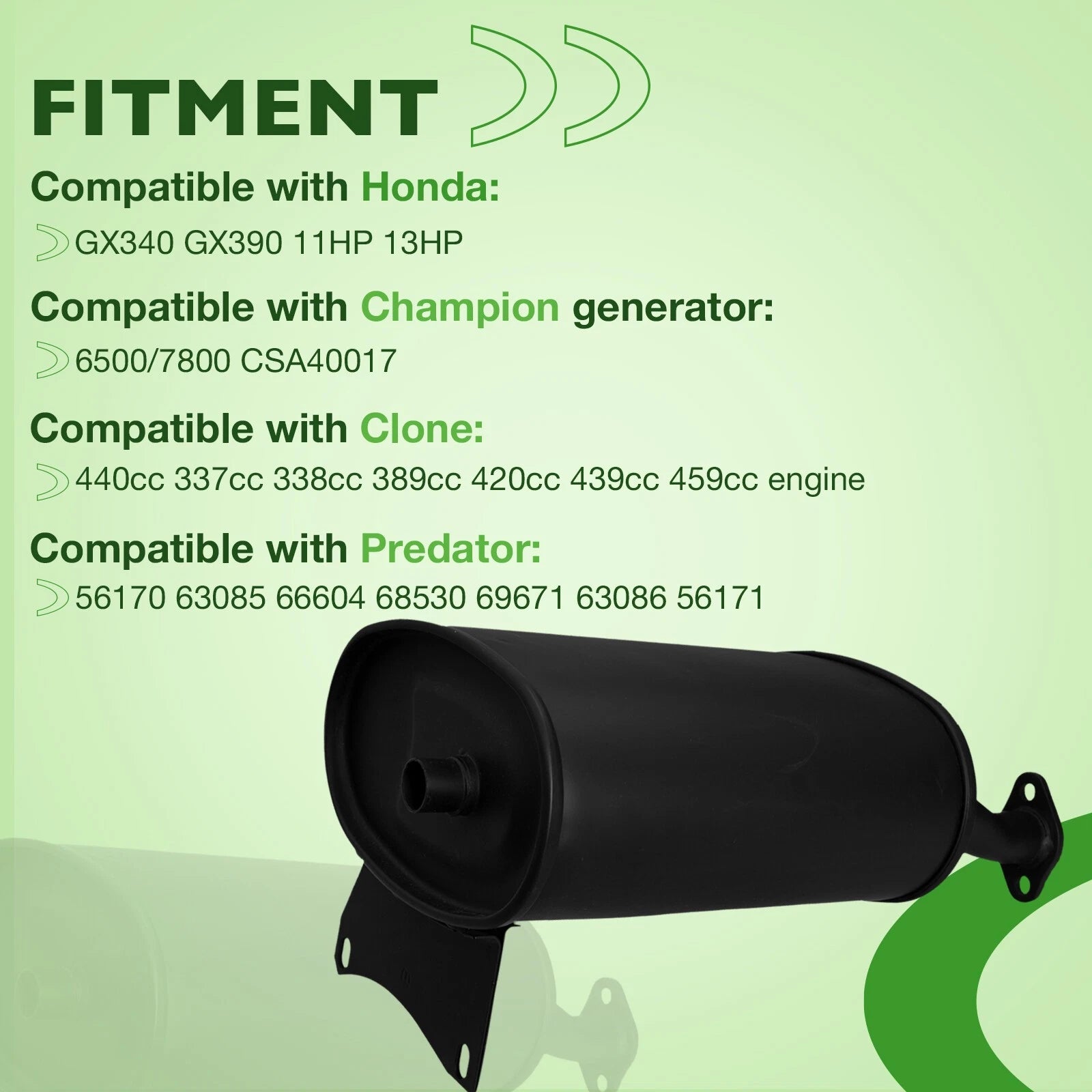 Generator Muffler for Honda GX340 GX390 Clone 420-459cc Predator 56170