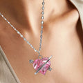 Set of 4 Trendy Pink Heart Pendant Necklaces for Girls