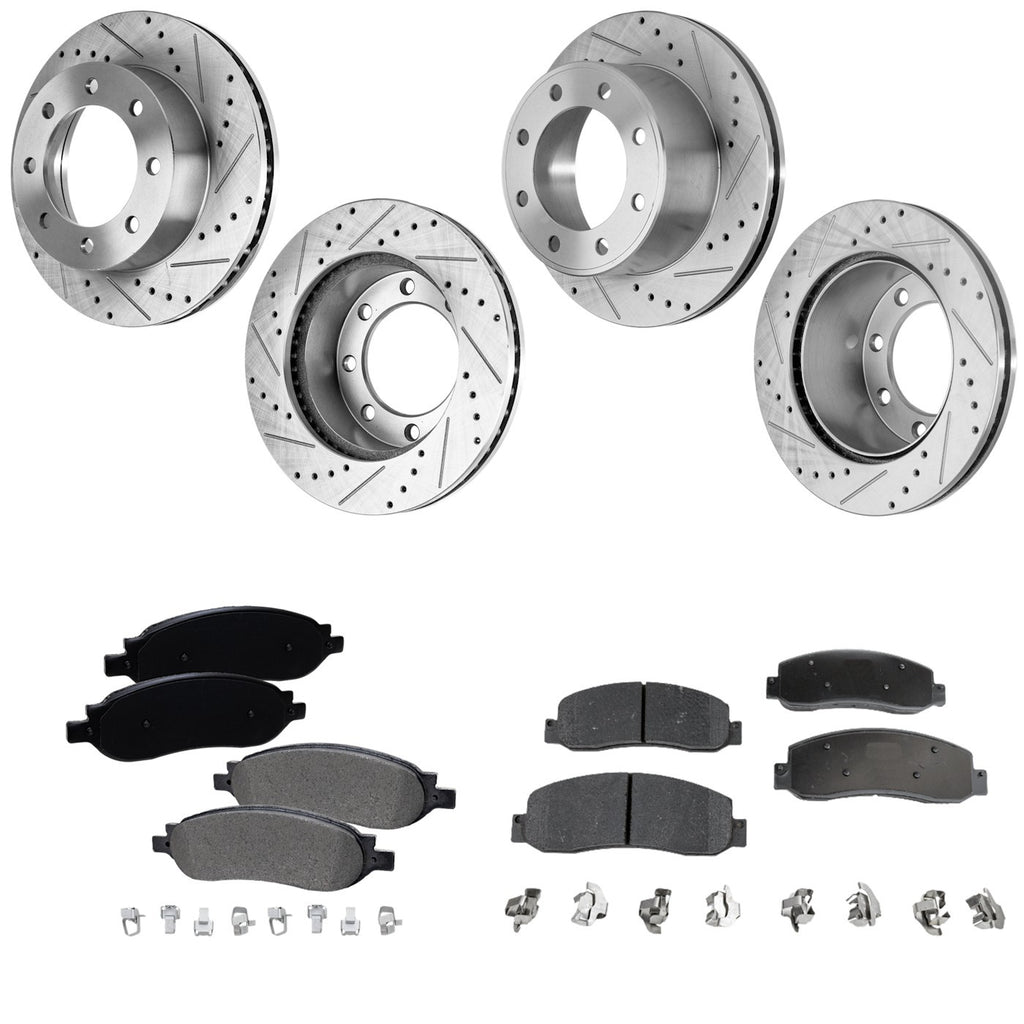 Disc Brake & Pad Kit for Ford F-250 Super Duty (2005–2007) Cross-drilled