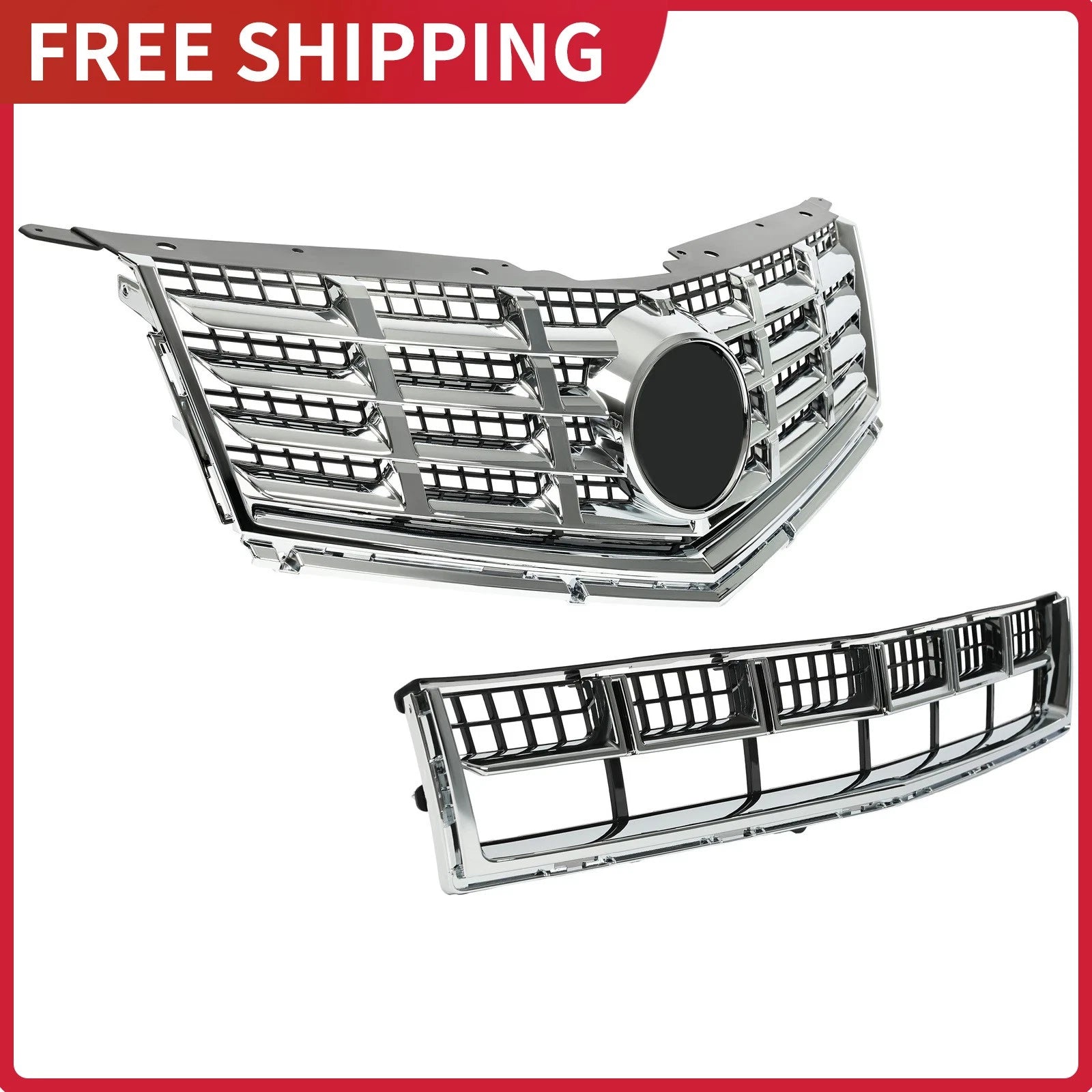 Set of 2 Chrome Grilles for Cadillac SRX (2013-2016)