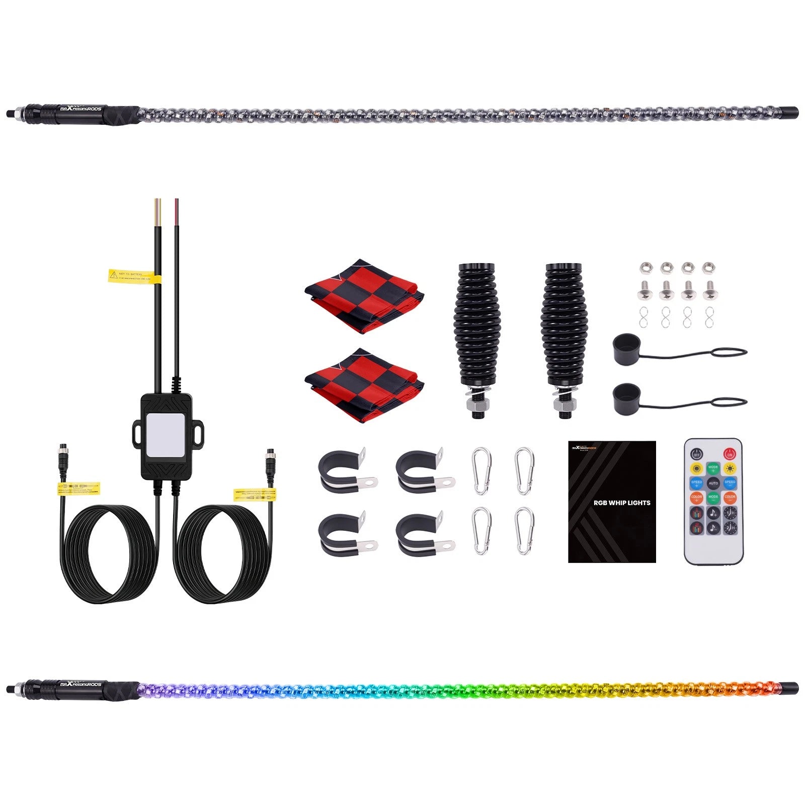 4ft LED Whip Light Bar for UTV ATV (RGB, Remote Control, Spiral)