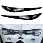 Front Headlight Eyebrow Eyelid Cover for BMW X3 F25 X4 F26 (2014–2017) Gloss Black