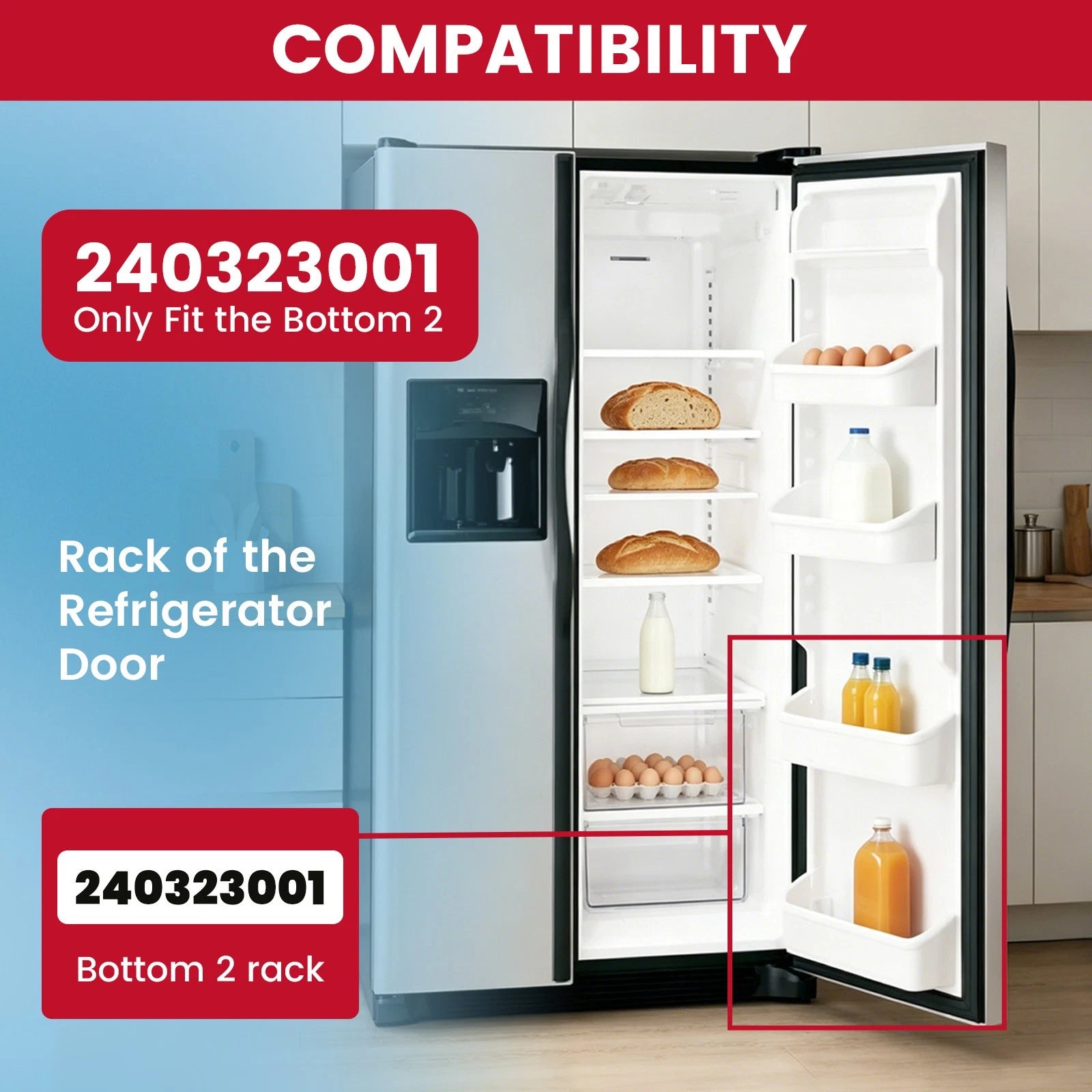 2-Pack Lower Shelf for Frigidaire Refrigerator (240323001)