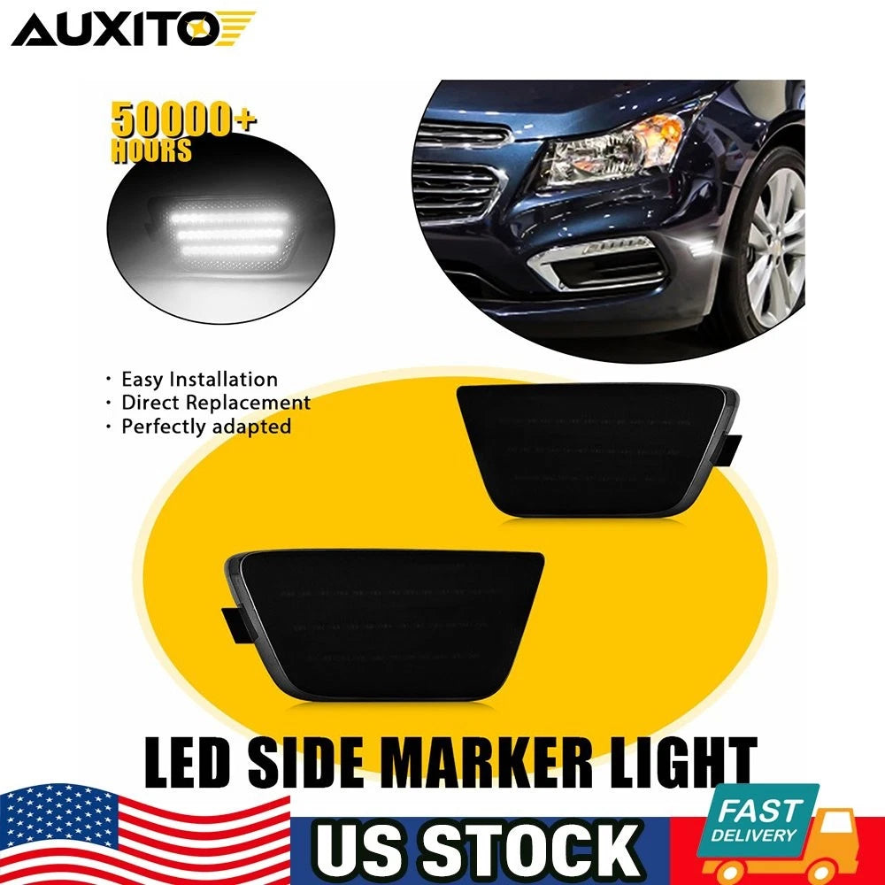 Front Bumper Reflector Side Marker Light for Chevy Cruze (2011–2015) Smoked White