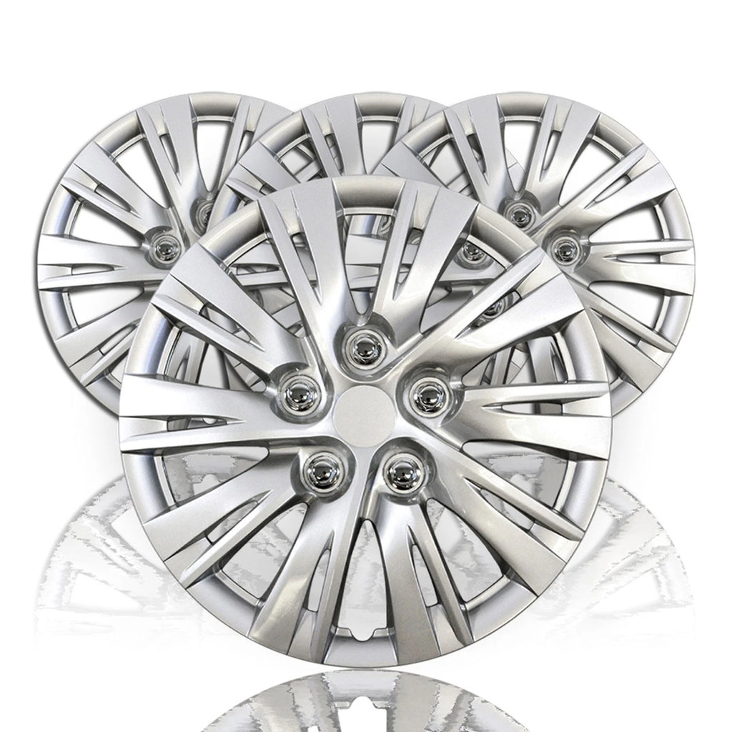 Wheel Covers Set of 4 15 Inch Silver 10 Split Spoke for Auto Reflections (Auto)