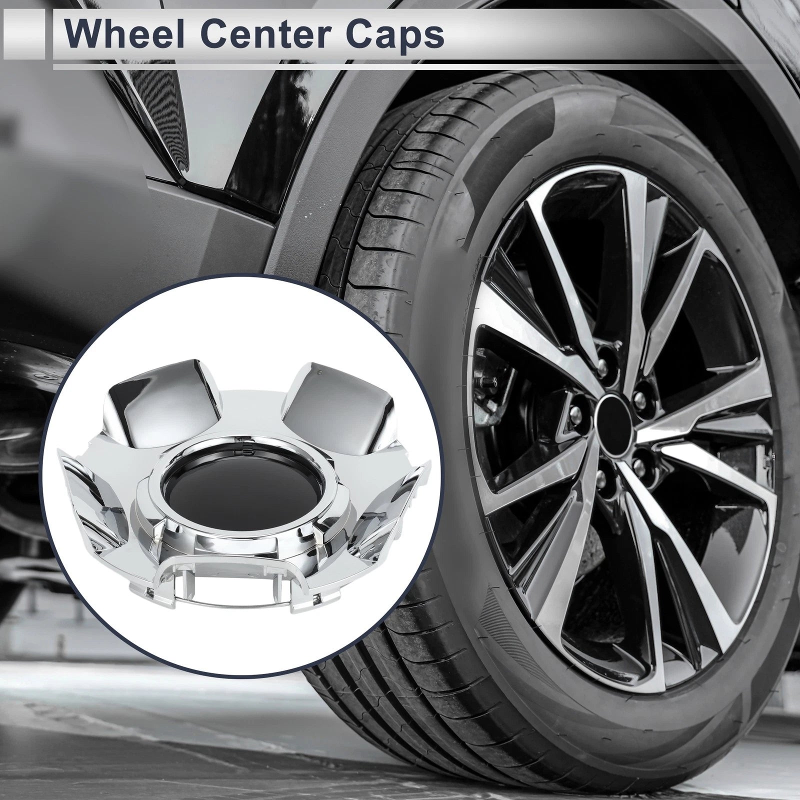 Wheel Center Caps for Chevy Silverado Tahoe Suburban (2007–2014) 1Pc Black Plastic