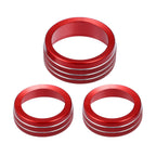 Set of 3 AC Radio Switch Knob Cover Decals for Dodge Durango (2014–2020) Red