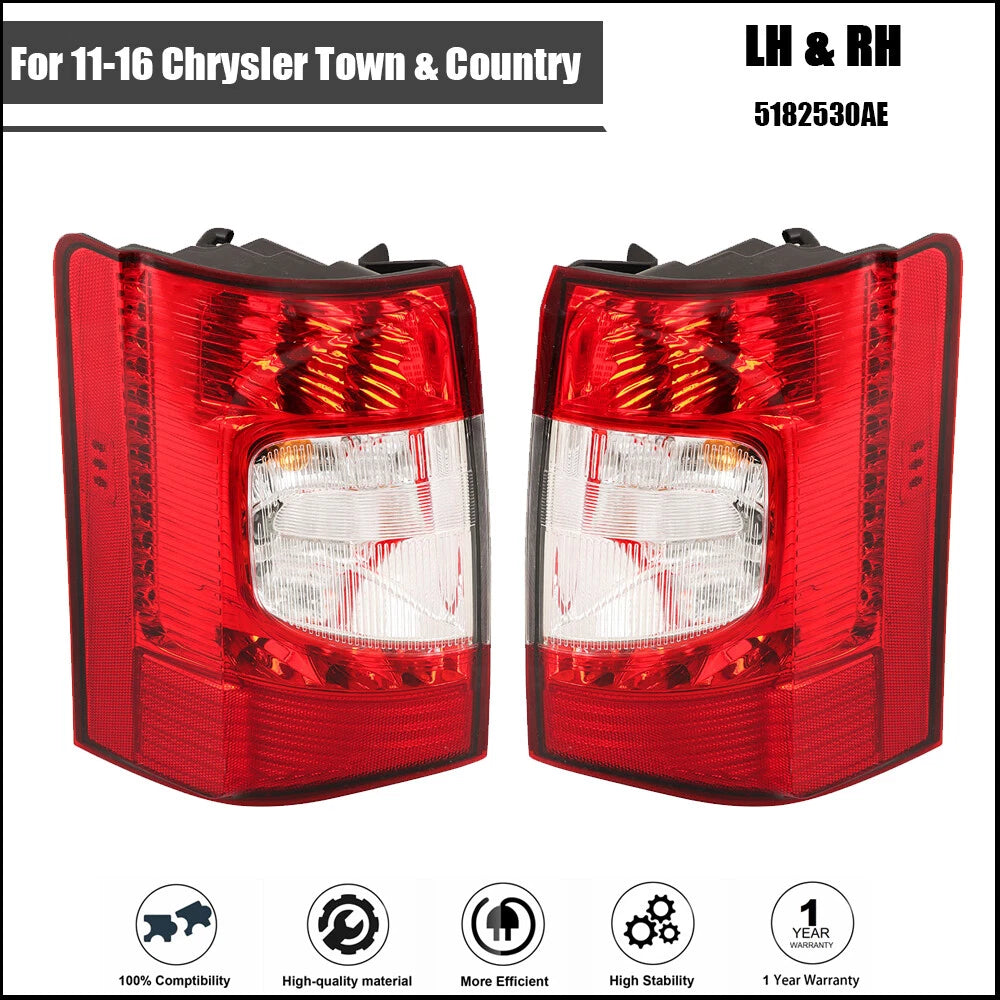 Set of 2 Red LED Tail Lights for Chrysler Town & Country (2011–2016)