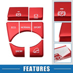 Set of 7 Handbrake Drive Mode Button Covers for Toyota RAV4 (2019–2022) Red