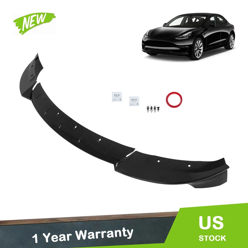 Front Bumper Lip Splitter for Tesla Model Y (2020–2024) Glossy Black