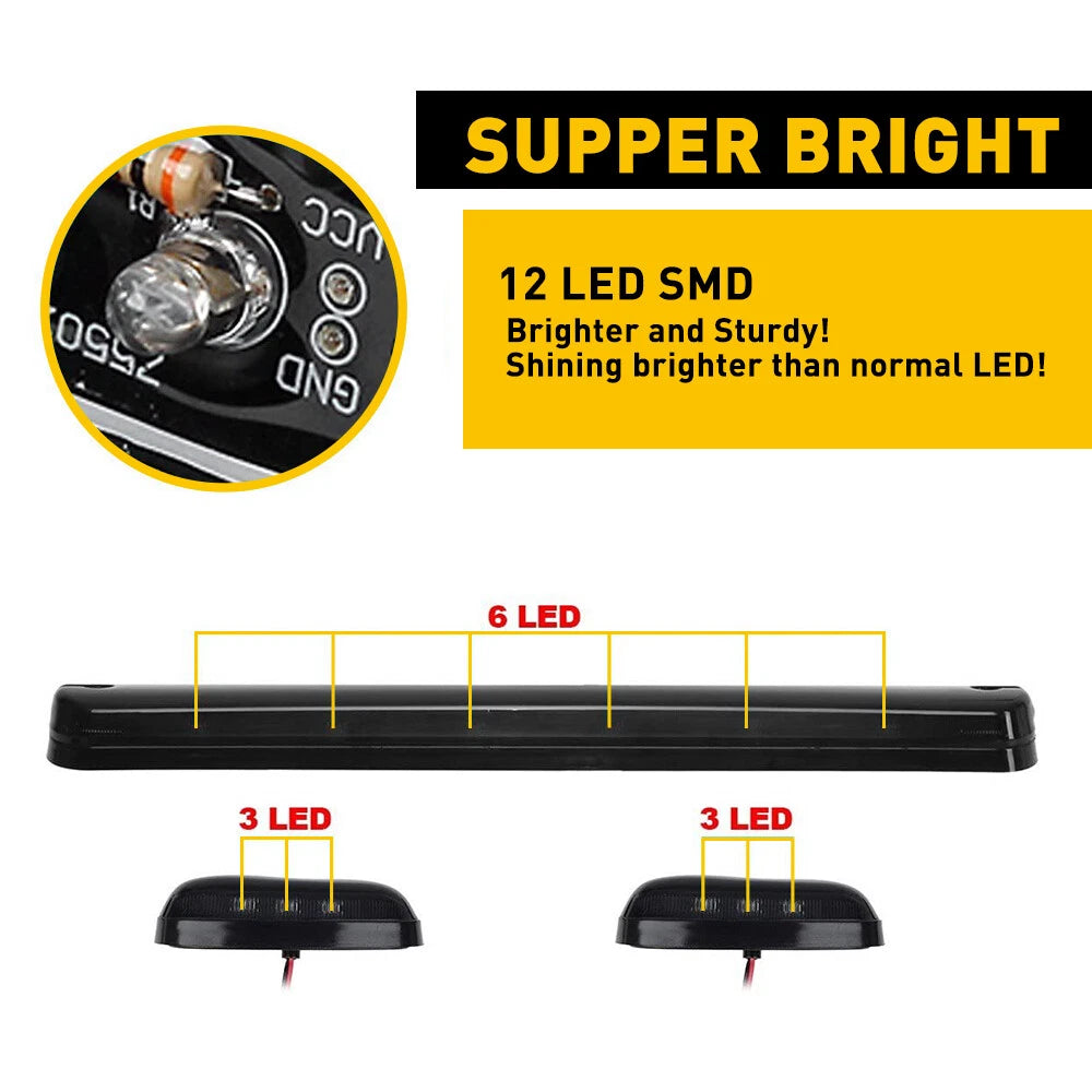 Smoked Lens Amber LED Cab Roof Light Kit for Chevy GMC 2500 3500 HD (2007–2021)