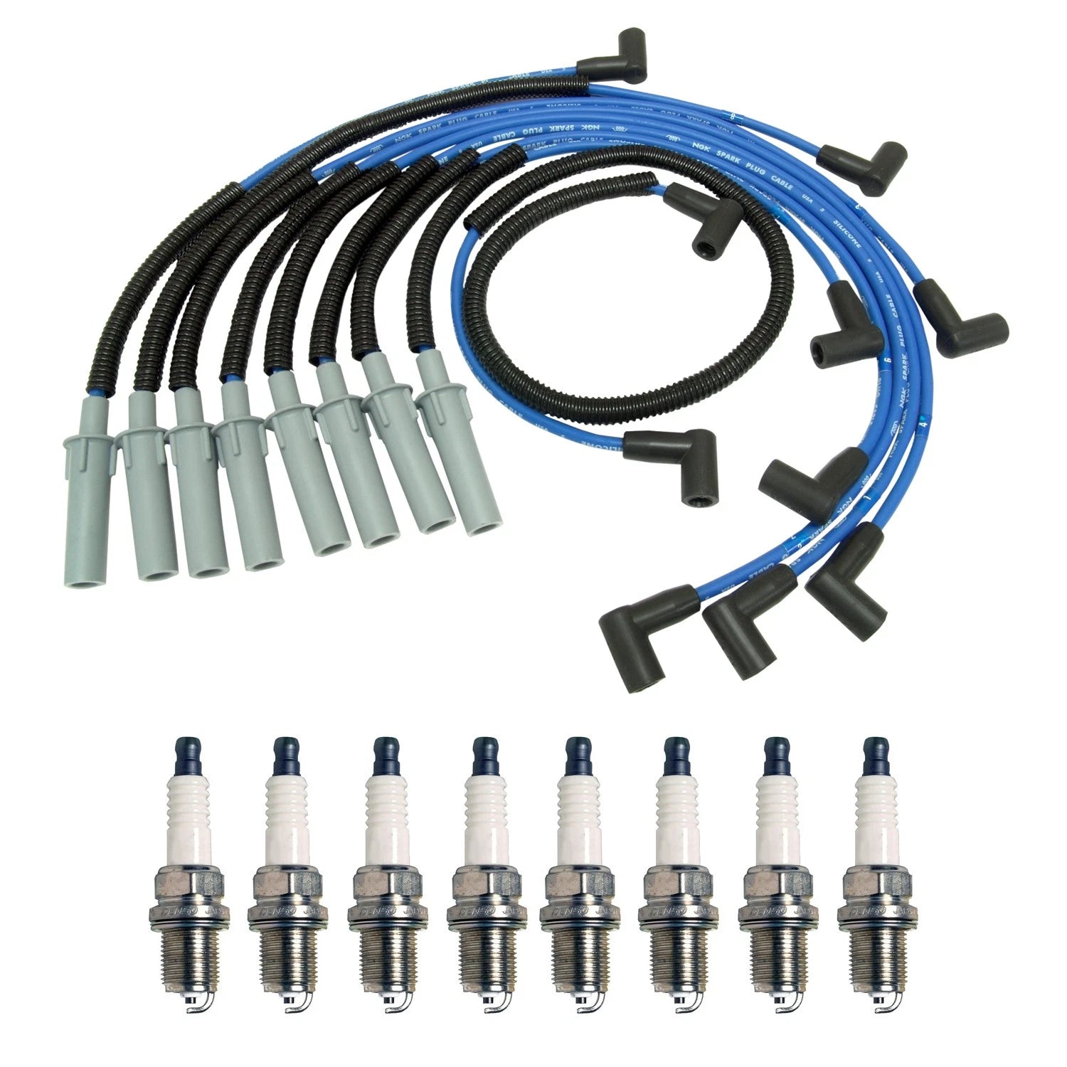 NGK 7mm Wire Set & Denso Spark Plug Kit for Dakota Durango Ram 1500 (1997–2003)