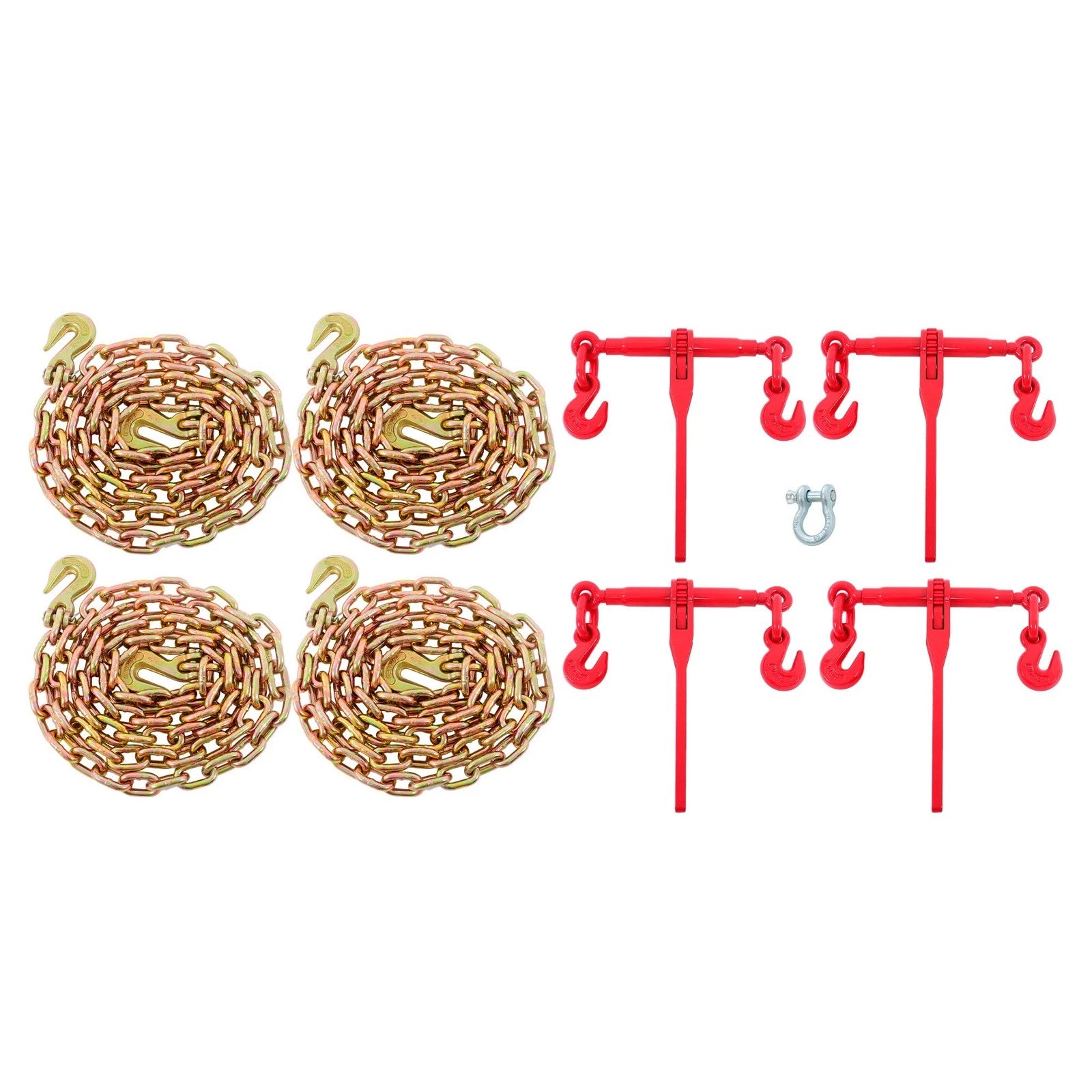 Set of 4 Ratchet Load Binders for Chain and Bundle Kit (10FT)