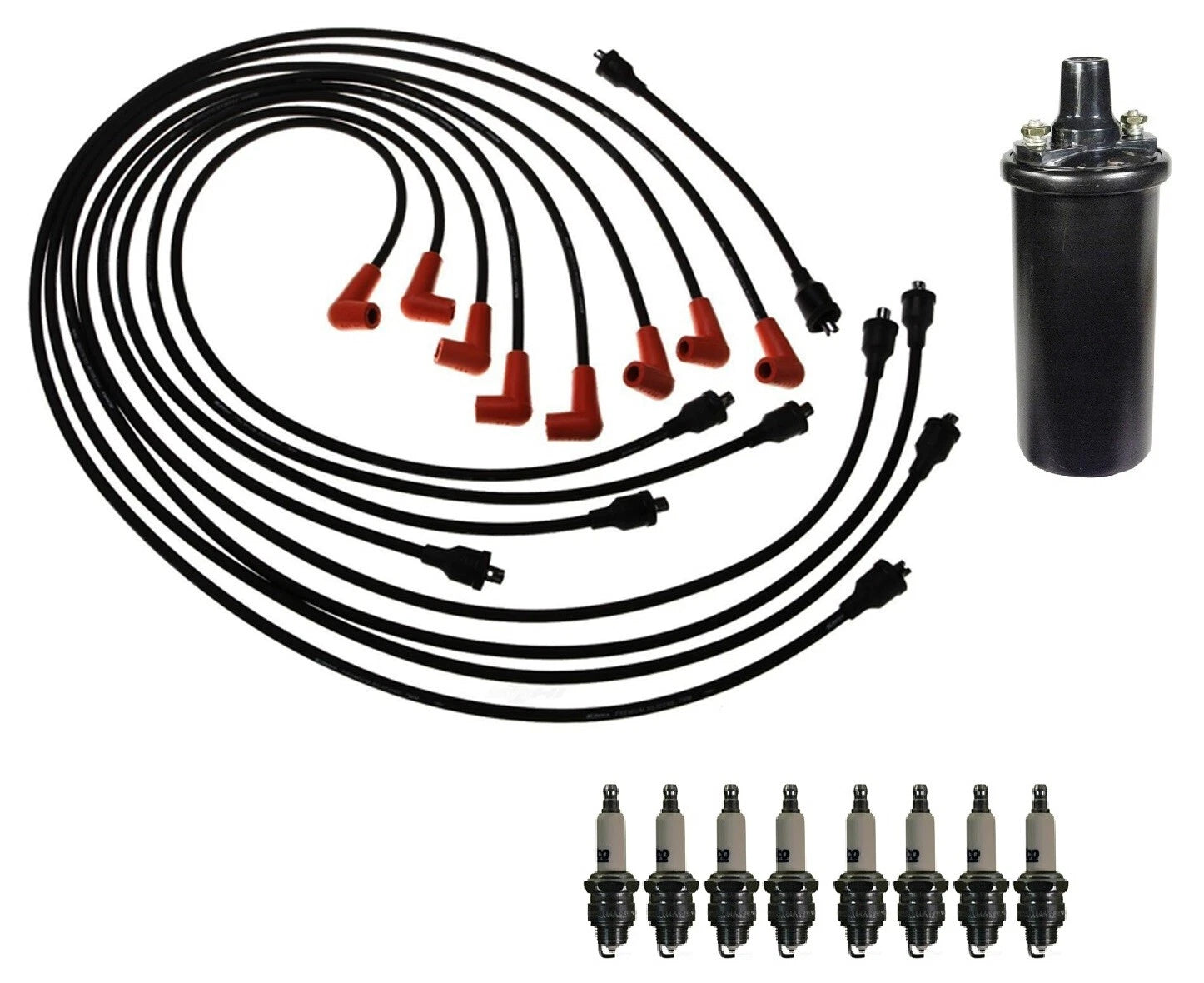 Ignition Wires & Spark Plugs Kit for Chevy Impala/Caprice/Bel Air (1 Coil, 8 Plugs)