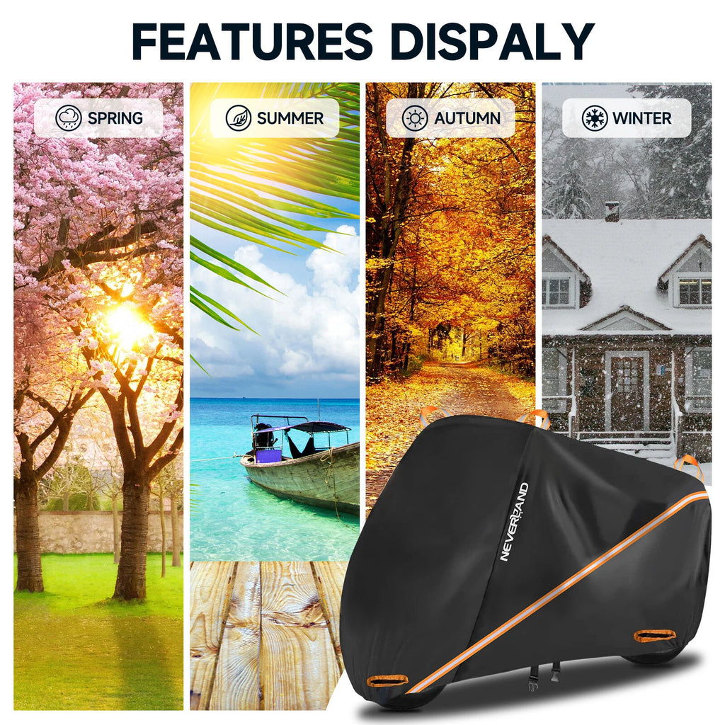 Motorcycle Cover L Waterproof Heavy Duty for Winter Storage (US)