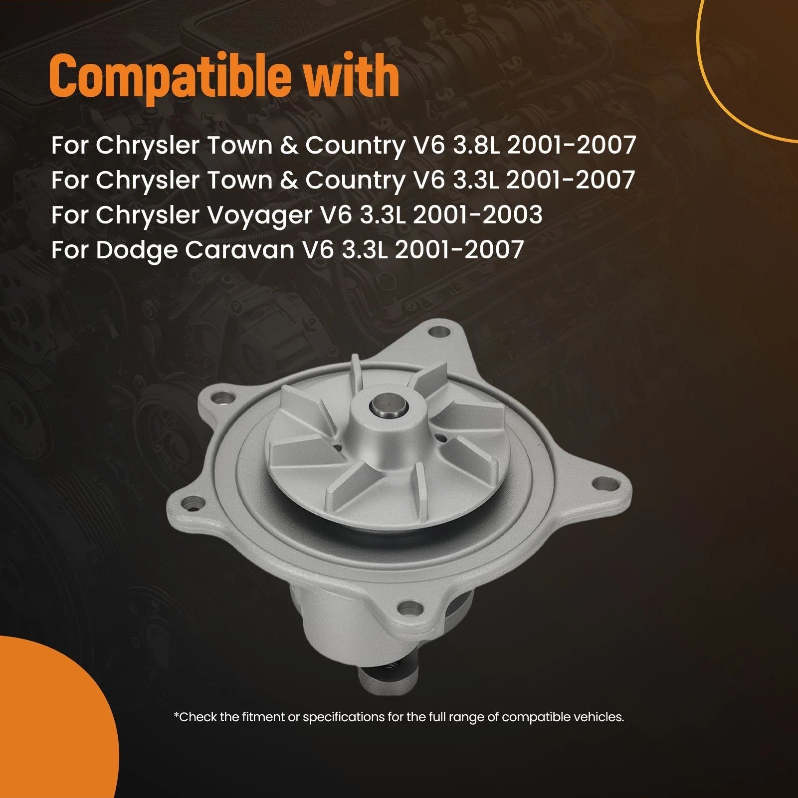 Engine Coolant Water Pump for Dodge Caravan (2001-2007)