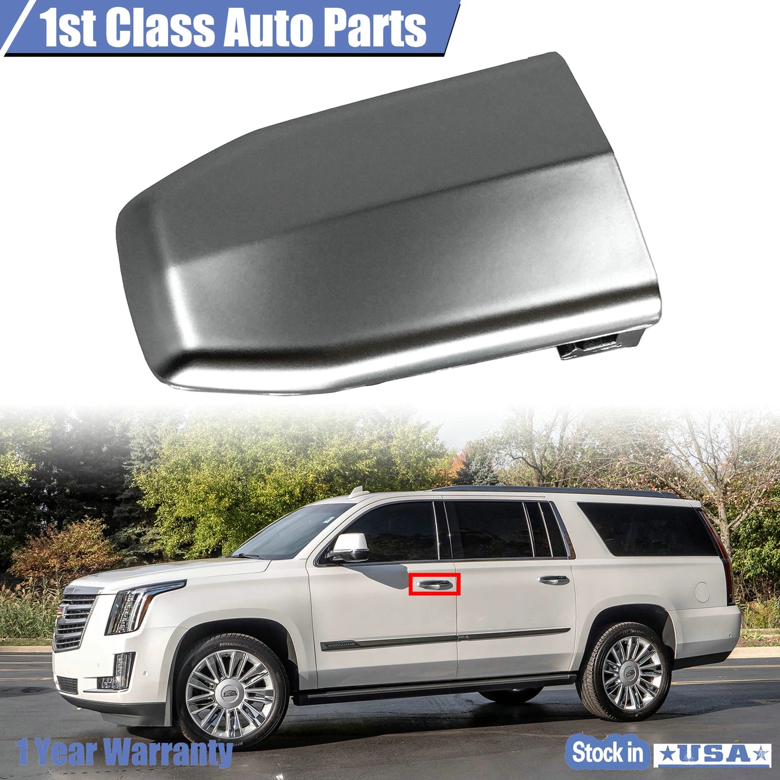 Chrome Front Door Handle Lock Cylinder Cover for Cadillac Escalade ESV (2007–2020)