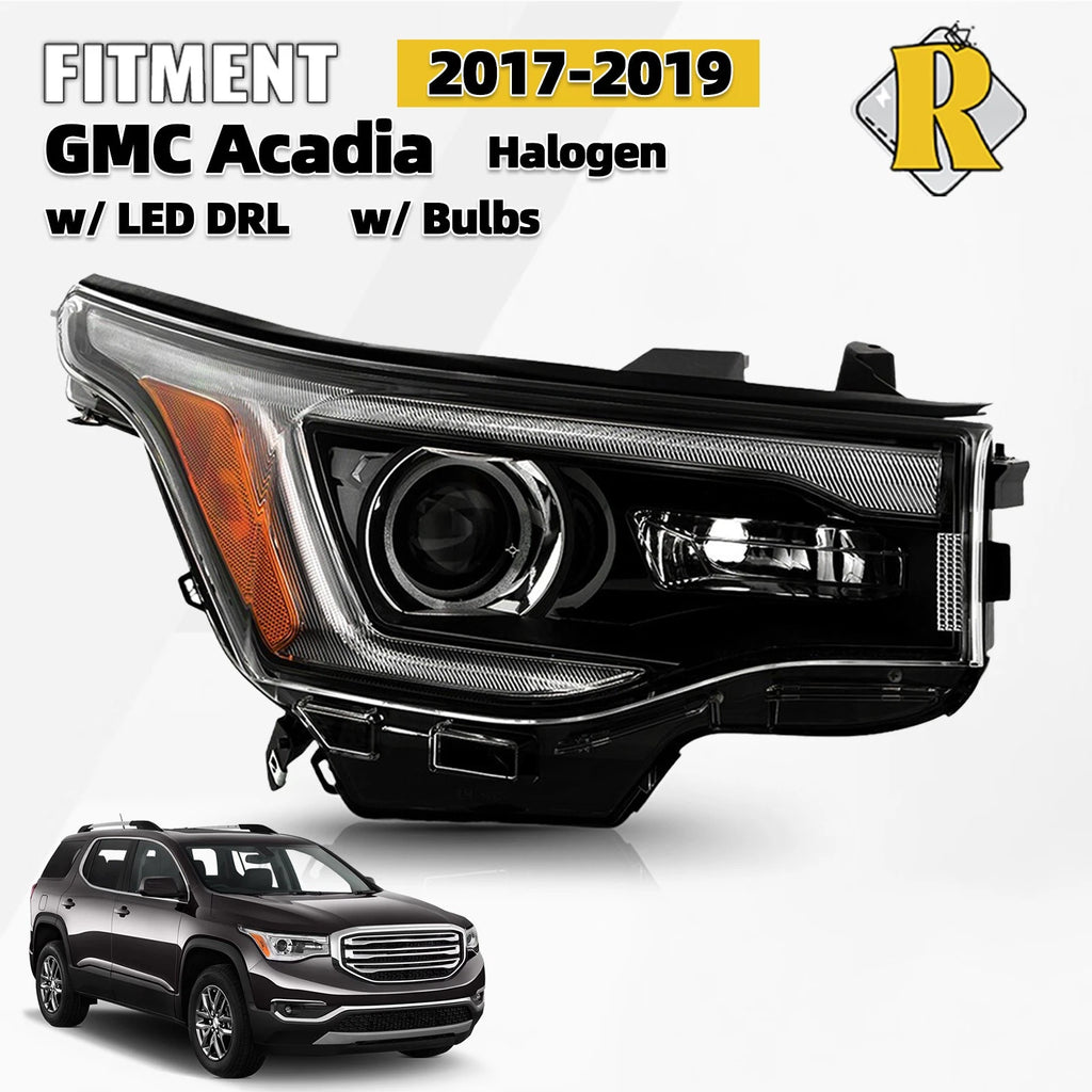 Halogen Headlight w/ LED DRL Black Trim for GMC Acadia (2017–2019)