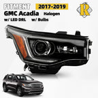 Halogen Headlight w/ LED DRL Black Trim for GMC Acadia (2017–2019)