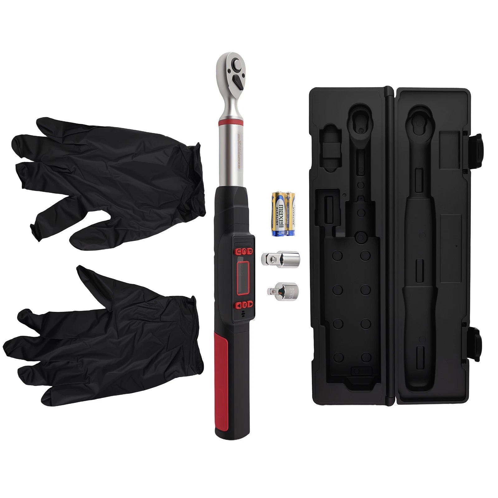 3/8" Digital Torque Wrench 5-50Nm for Auto with LED Display & 1/4" Adapter
