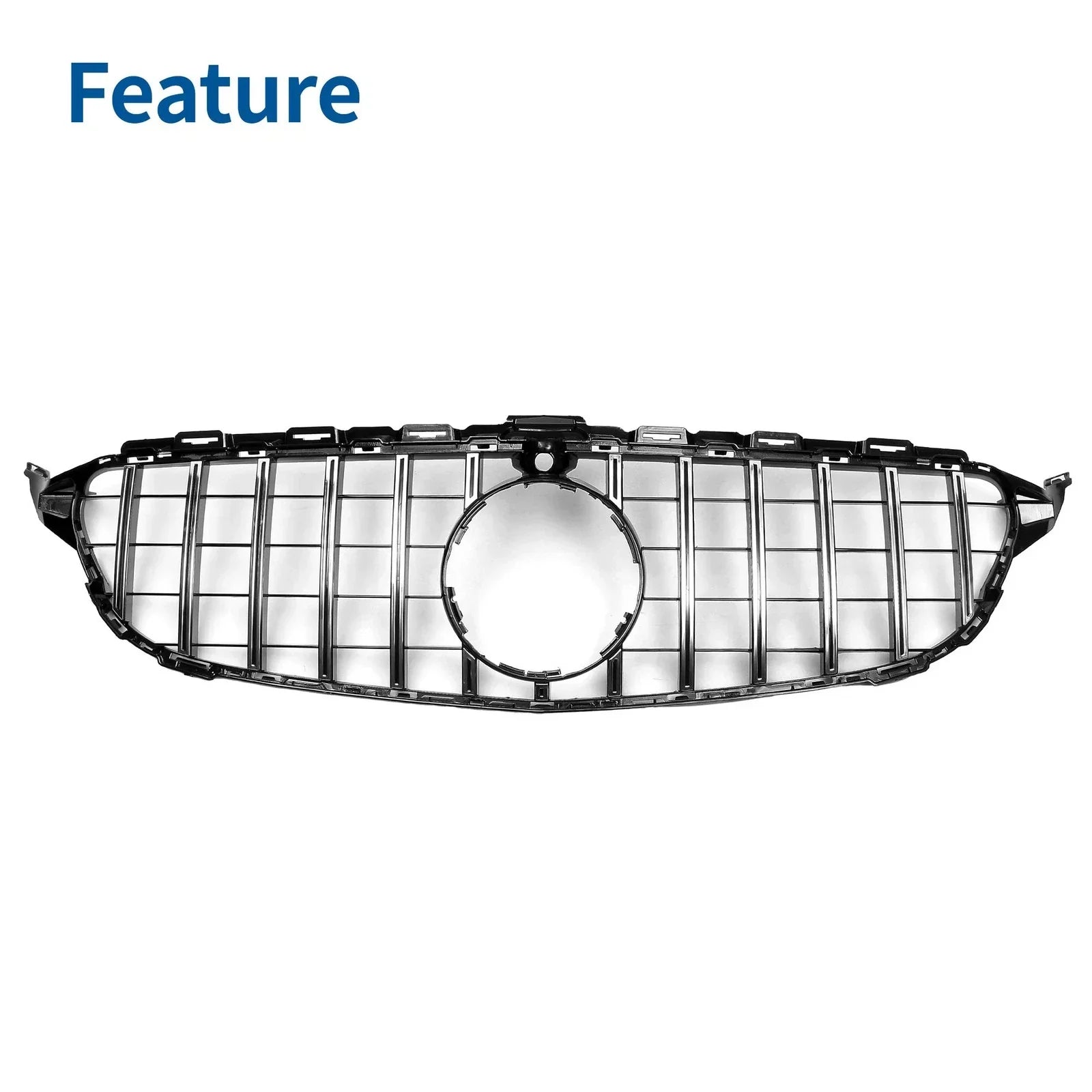 Front Upper Bumper Grille for Mercedes-Benz C250 (2012-2015) Black Chrome
