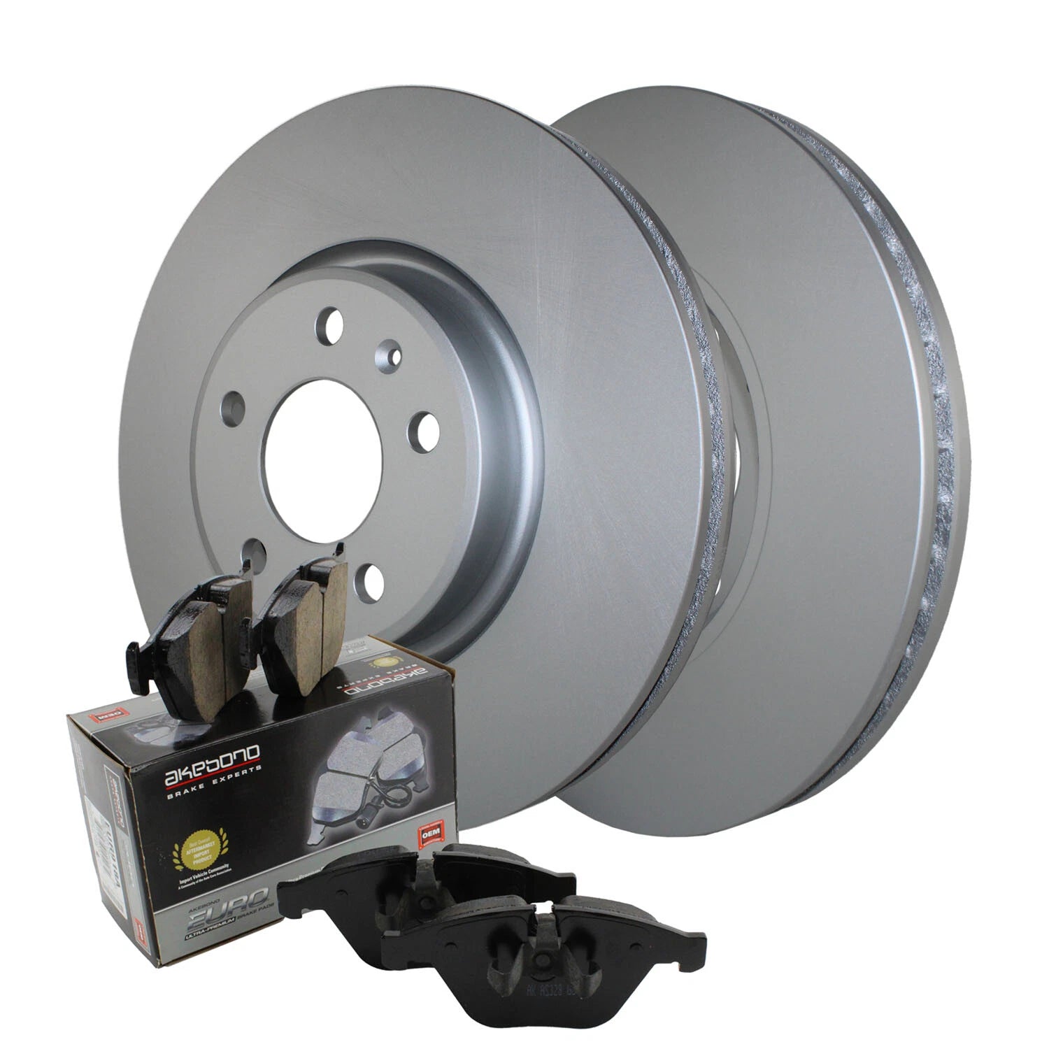 Front Brake Kit 320mm Disc Rotors & Akebono Ceramic Pads for Audi A4 A5 A6 Q5 (2008–2020)