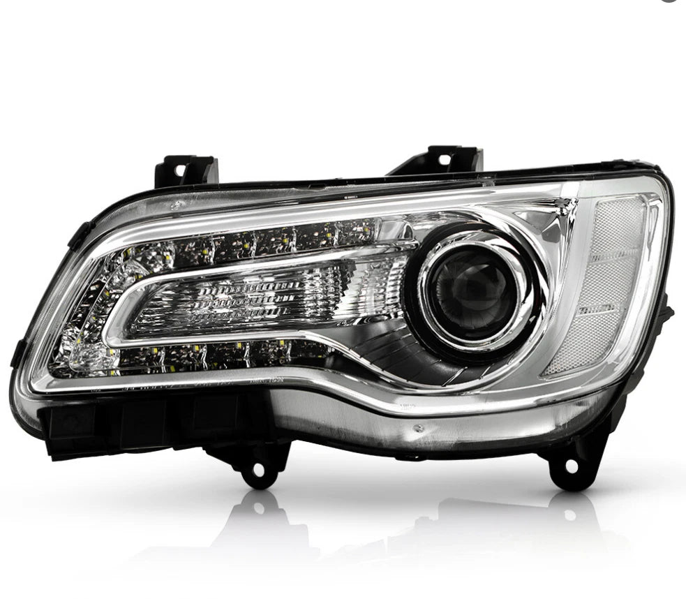 Chrome Halogen Headlight LED DRL Projector for Chrysler 300 (2015–2023)