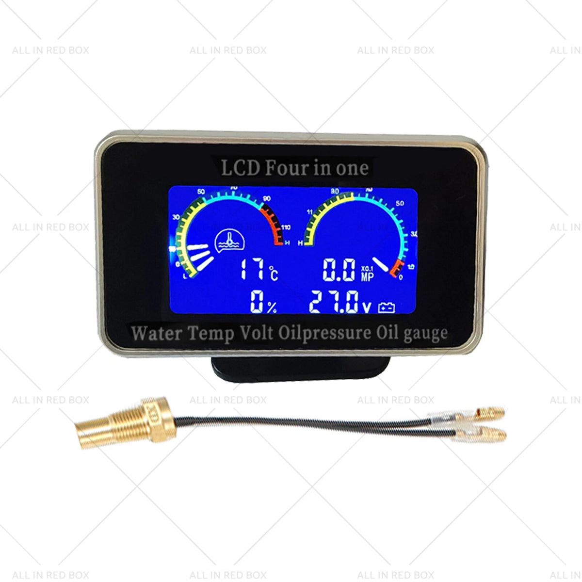 4-in-1 LCD Meter Oil Pressure Voltage Water Temp Fuel Gauge for Universal