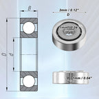 10 Pcs 1x3x1mm Double Metal Shield Ball Bearings 681