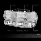 Chrome Housing Clear Corner Headlight Bumper Lamps for Chevy Silverado (1999–2002)