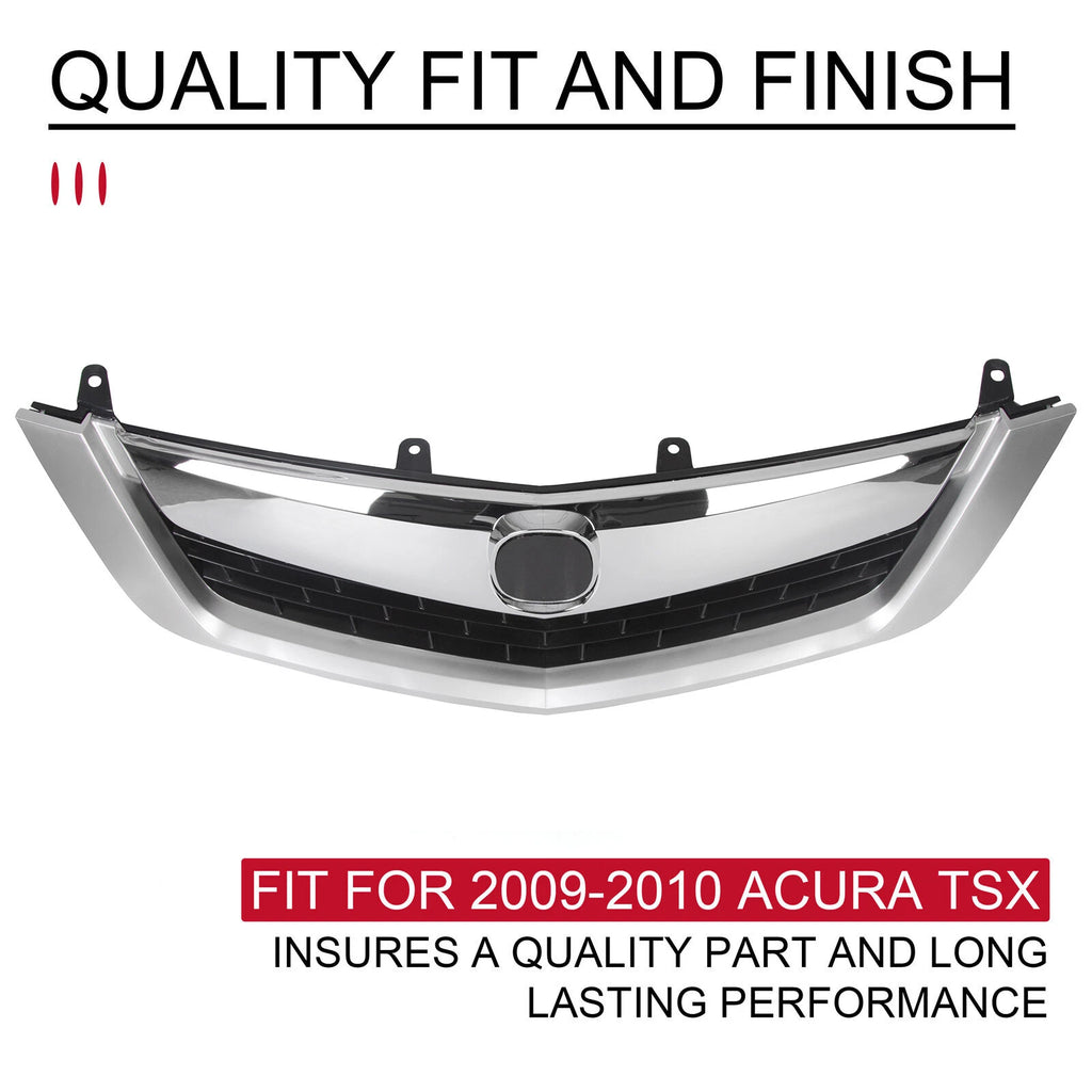 Front Upper Grille Mesh Cover Chrome for Acura TSX (2009–2010)
