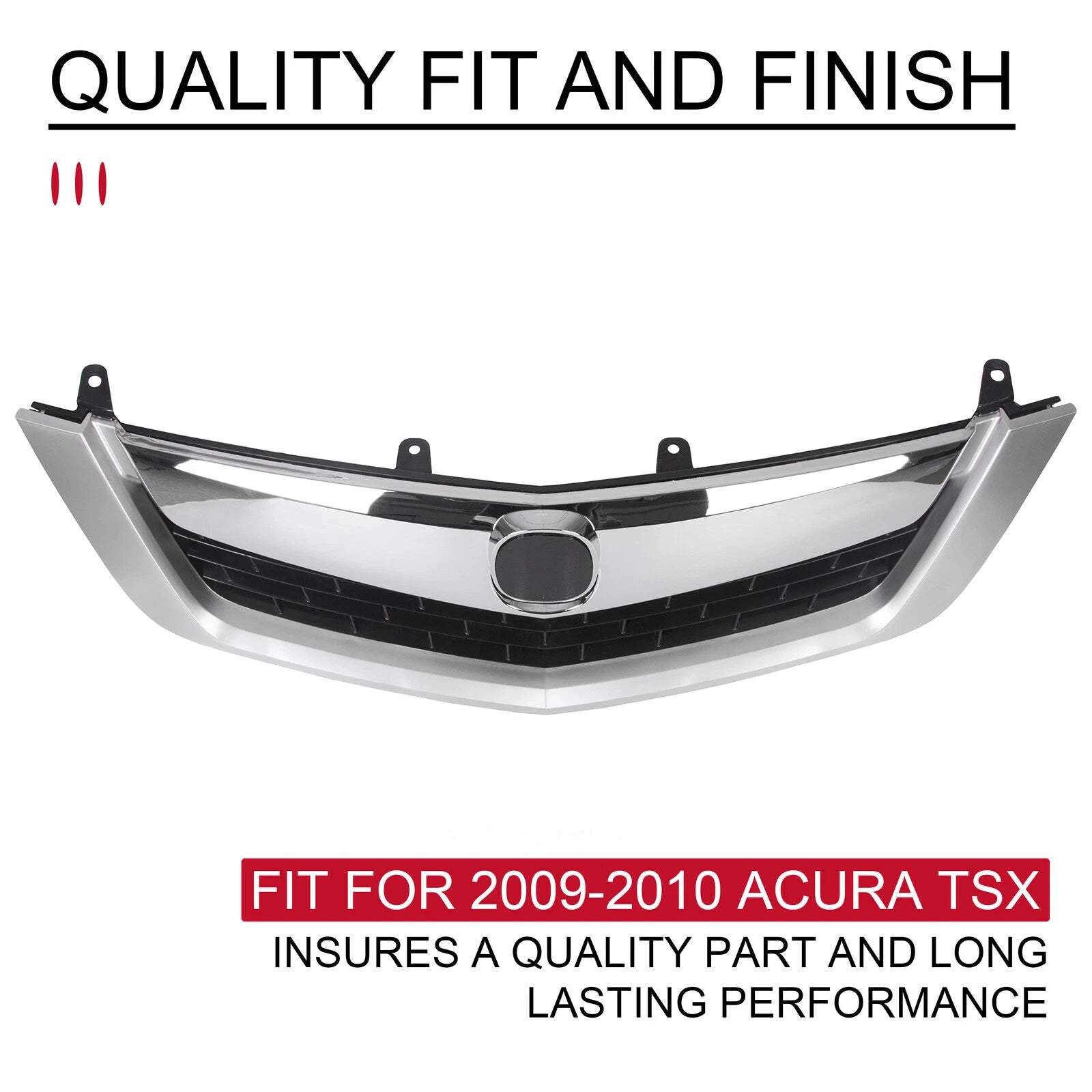 Front Upper Grille Mesh Cover Chrome for Acura TSX (2009–2010)