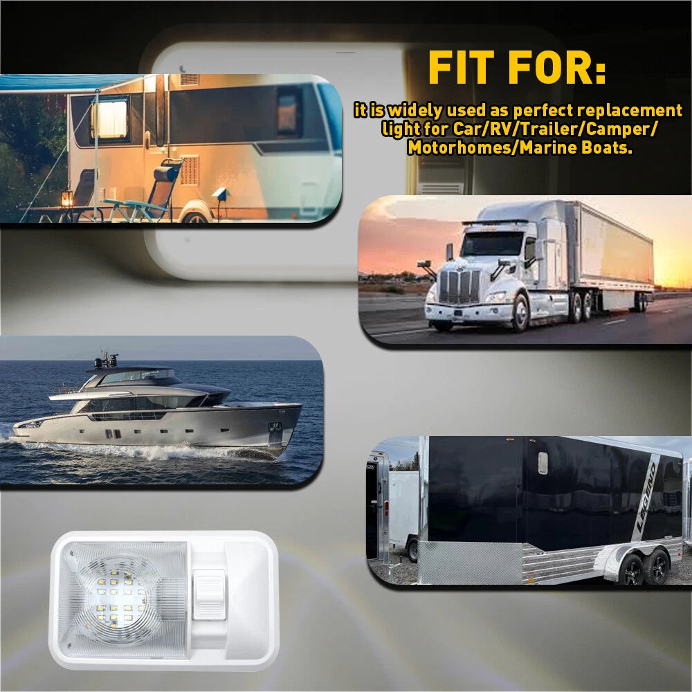 2X 12V LED Ceiling Dome Light for RV Trailer Camper (YYYY–YYYY)