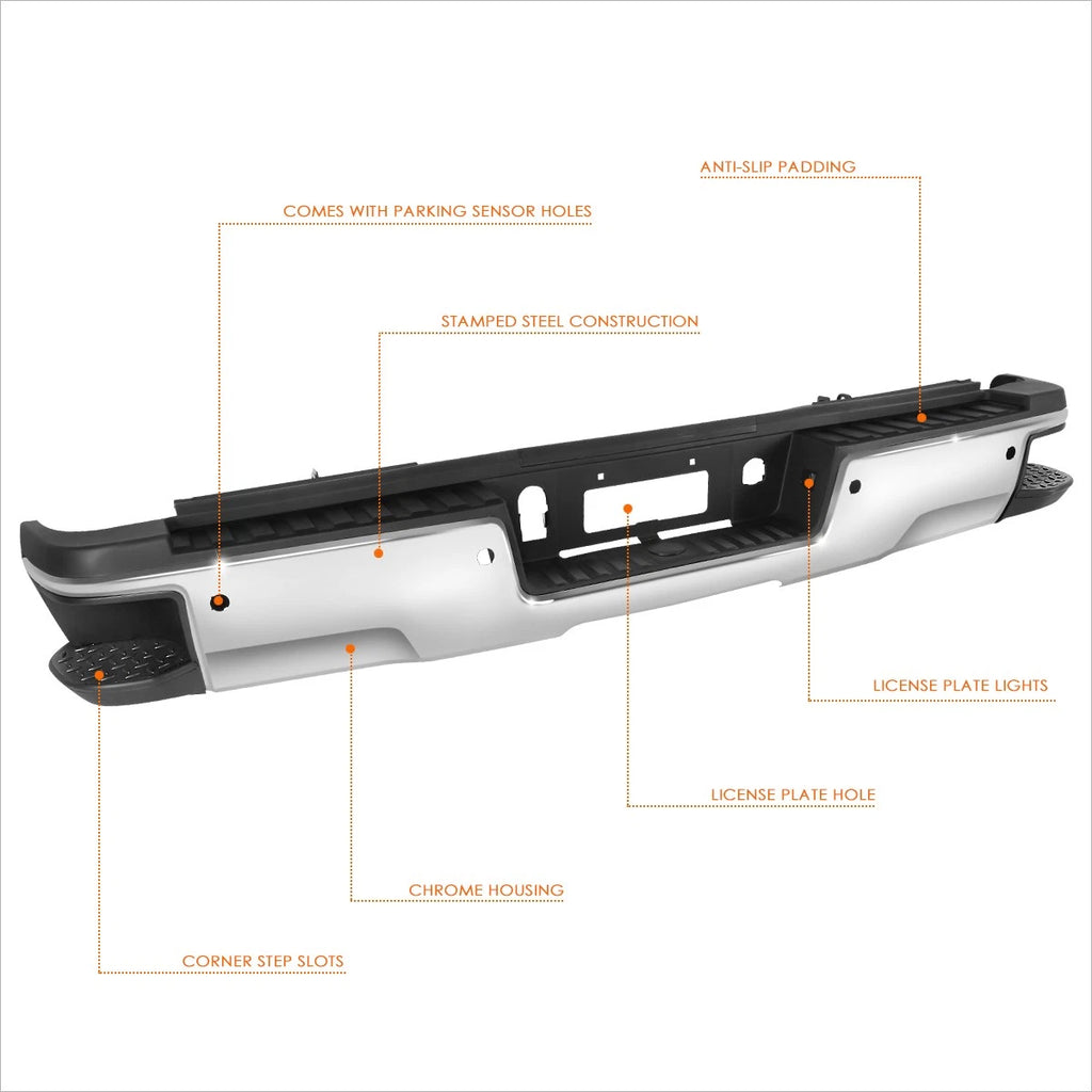 Rear Bumper for Silverado/Sierra 2500HD 3500HD (2015–2019) w/ Parking Sensors