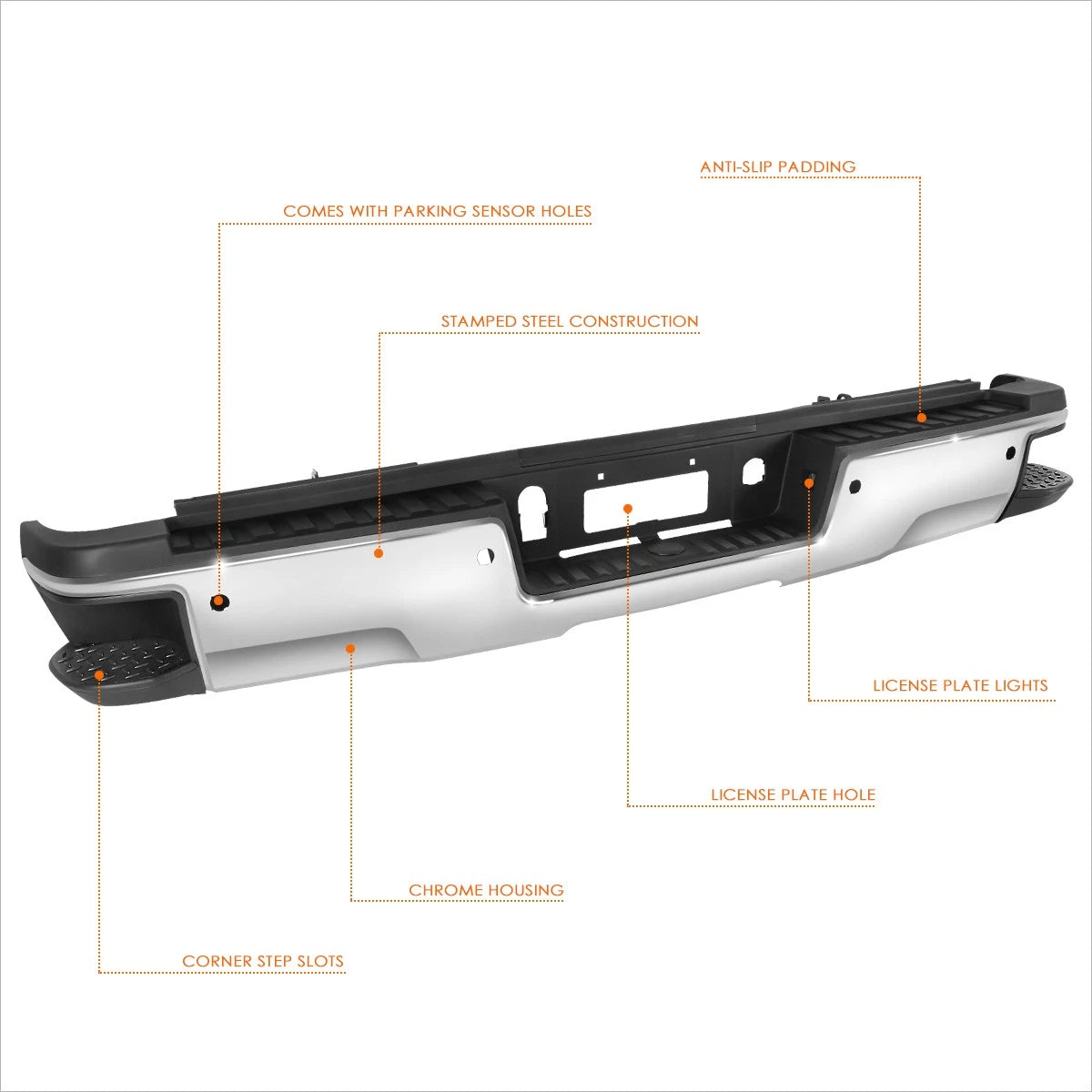 Rear Bumper for Silverado/Sierra 2500HD 3500HD (2015–2019) w/ Parking Sensors