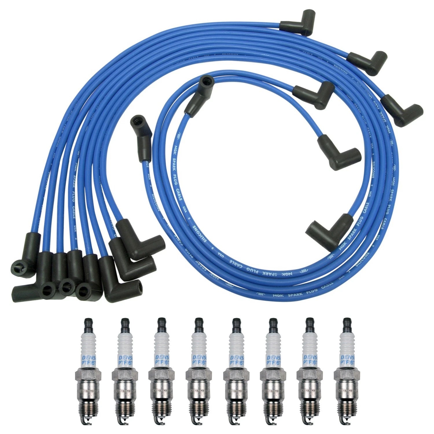 NGK Wire Set & Denso 8 Platinum TT Spark Plugs Kit for Corvette 5.7L V8 (1974–1982)