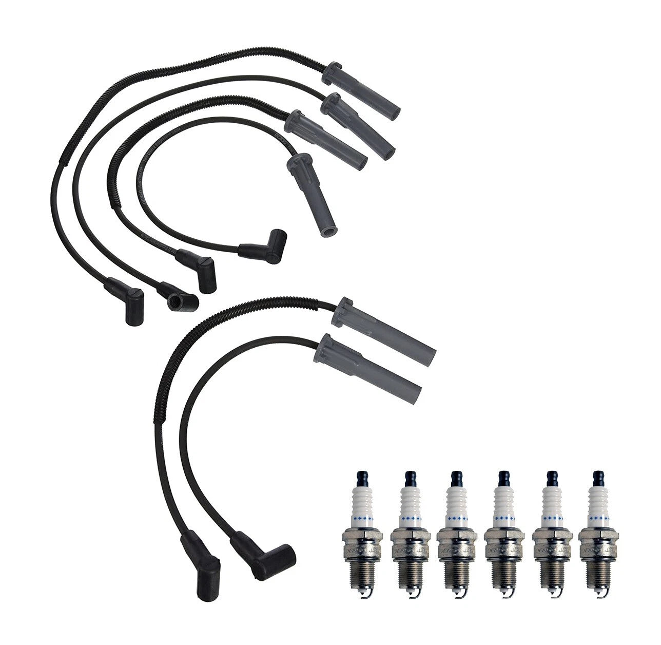 Denso 7mm Wire Set & 6 Double Platinum Spark Plugs for Chrysler Dodge V6