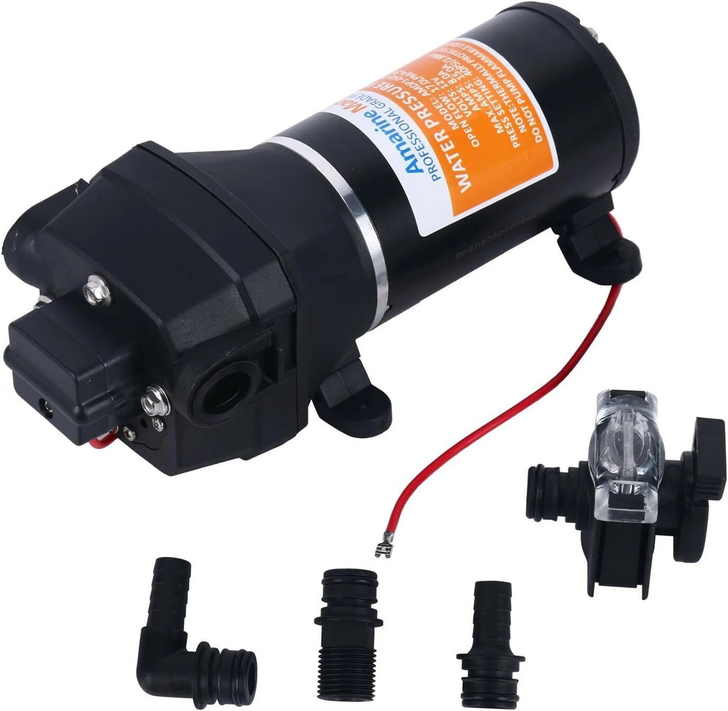 12V Water Pressure Diaphragm Pump 40 PSI 4.5 GPM for Boat RV