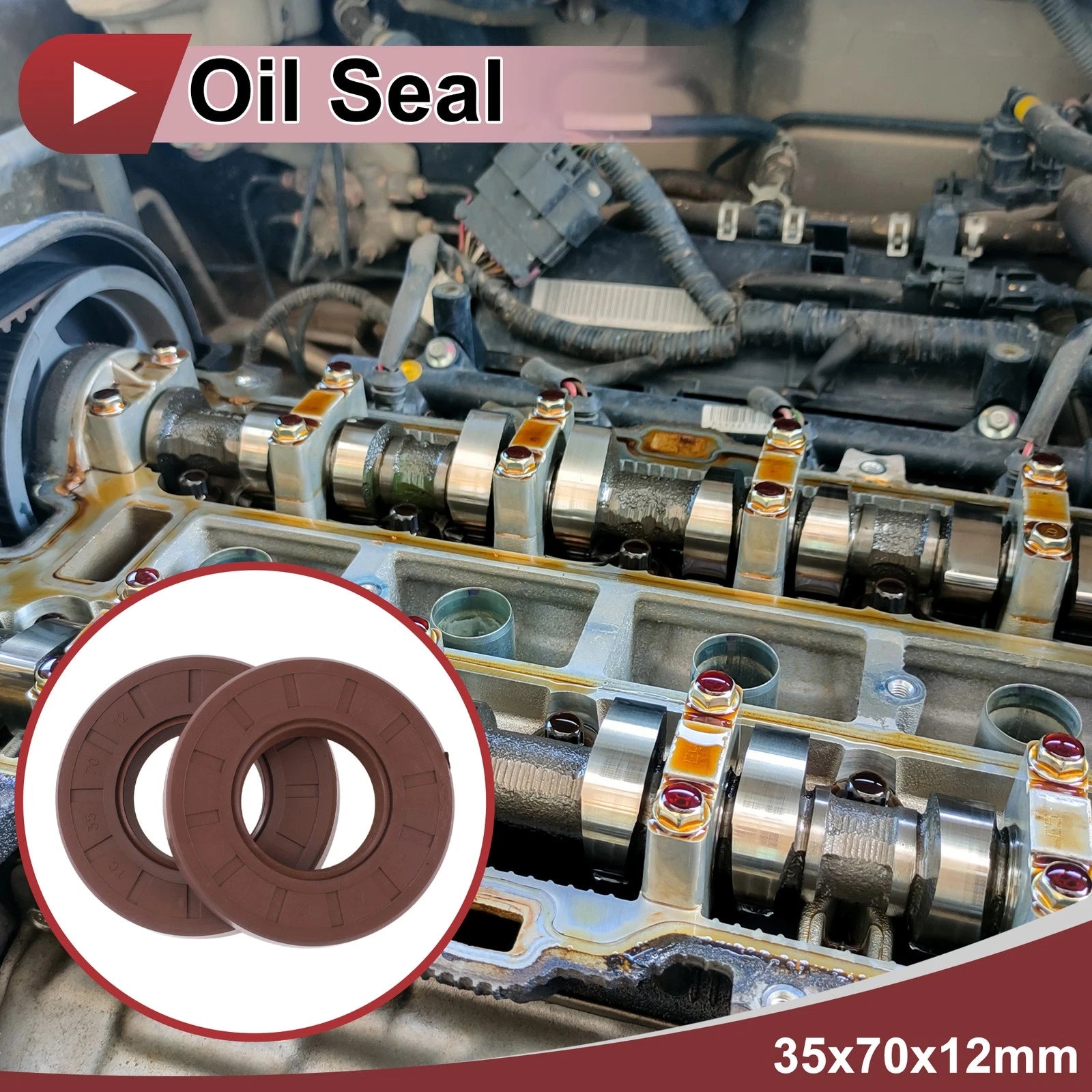 2X Oil Seal Rotary Shaft Seal FKM Rubber 35x70x12mm for Various Models