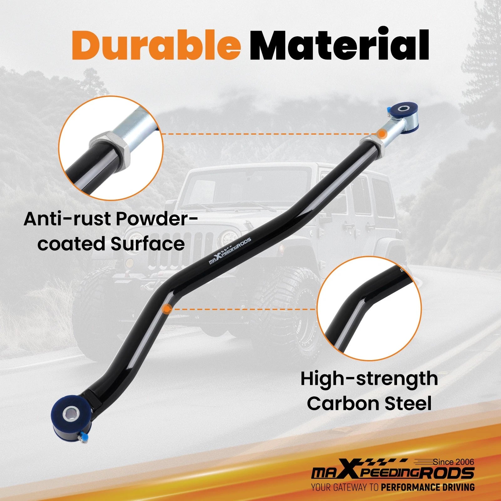 Adjustable Track Bar for Jeep Wrangler JK (2007–2018) 0"-6" Lift