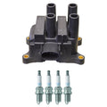 Denso Ignition Coil & 4 NGK Spark Plugs for Mazda B2300 Ranger (1998–2000)