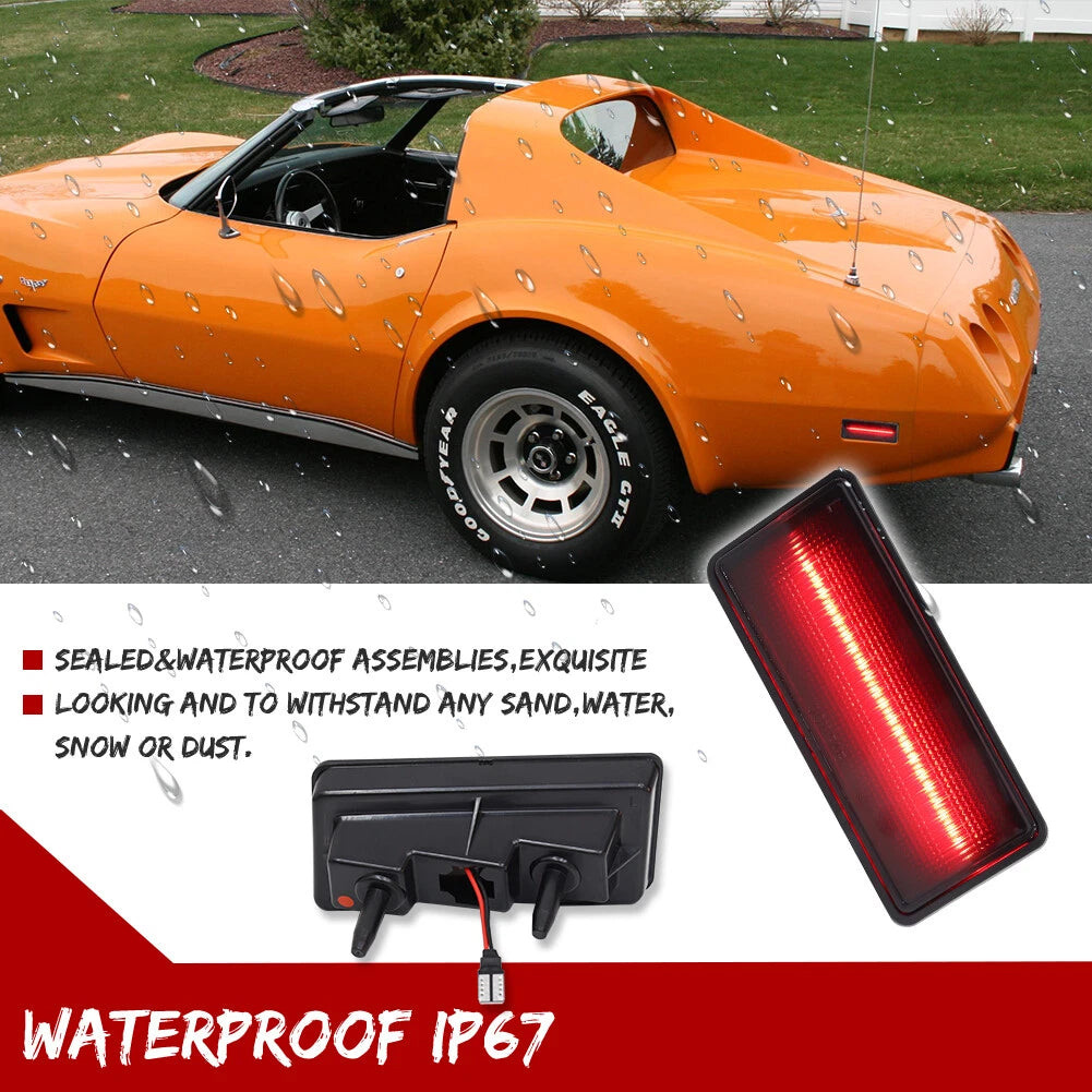 2X Smoked LED Rear Side Marker Lights for Chevy Corvette C3 (1974–1979)