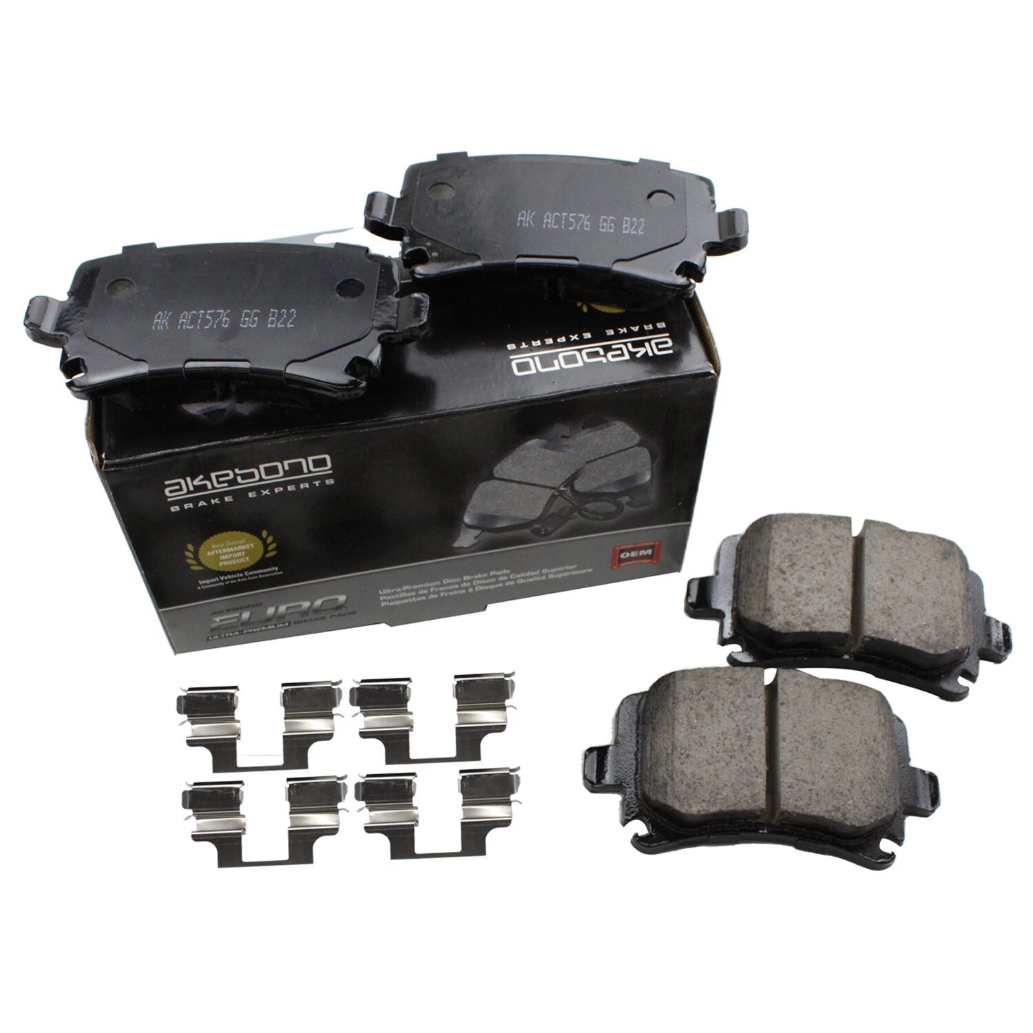 Akebono Euro Ceramic Rear Brake Pads for Audi A3 A4 Q3 Quattro, VW Jetta Passat GTI Rabbit (2006–2020)