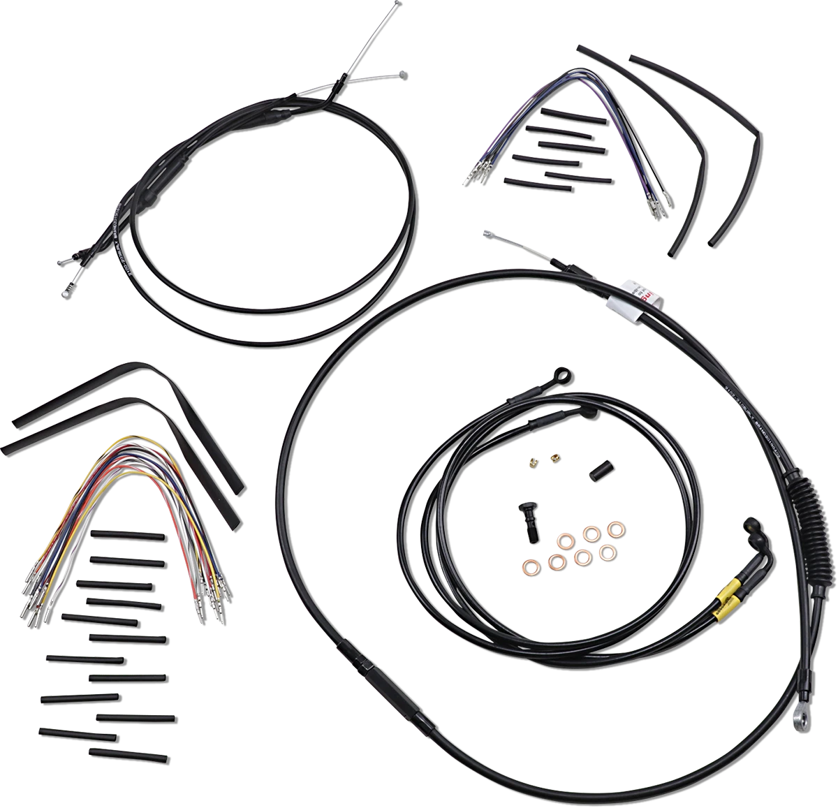 Complete Black Vinyl Handlebar Cable/Line Kit for Ape Hangers (16")